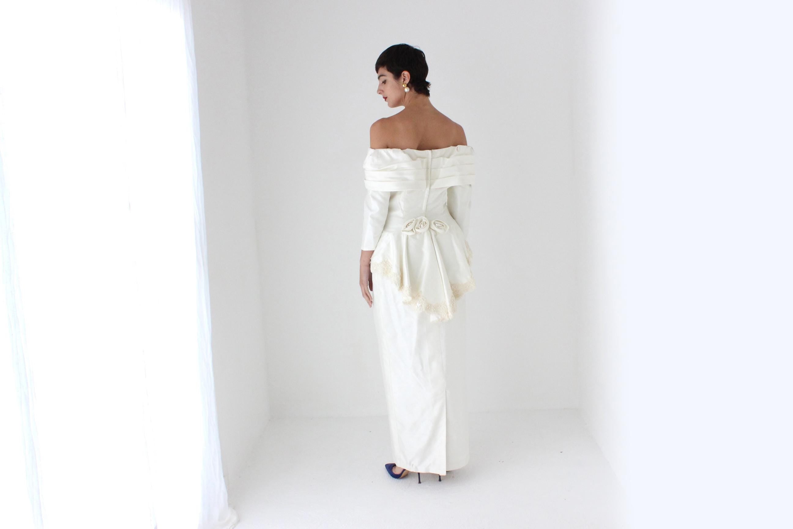 Heavenly 80s Off Shoulder '2 Piece' Wedding Dress