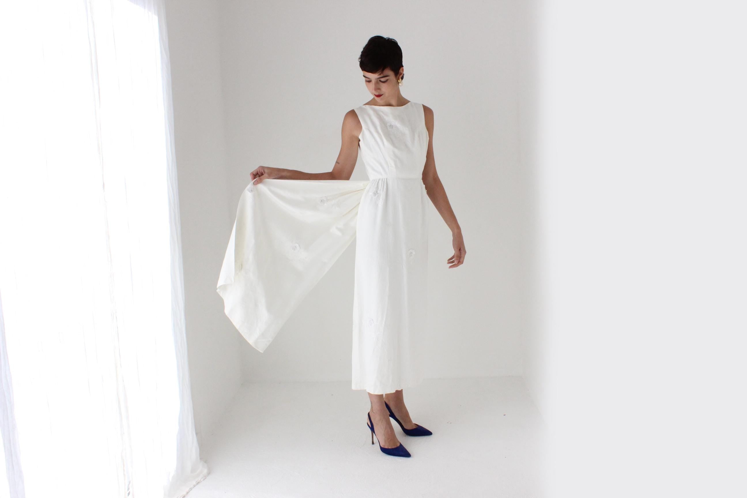 REVERSIBLE 60s Acetate Dress w/ Tails Detail
