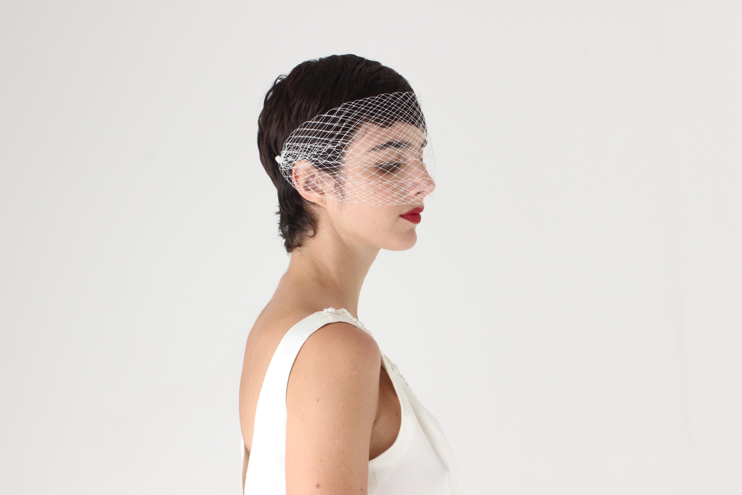 White Net Birdcage Eye Mask Wedding Veil