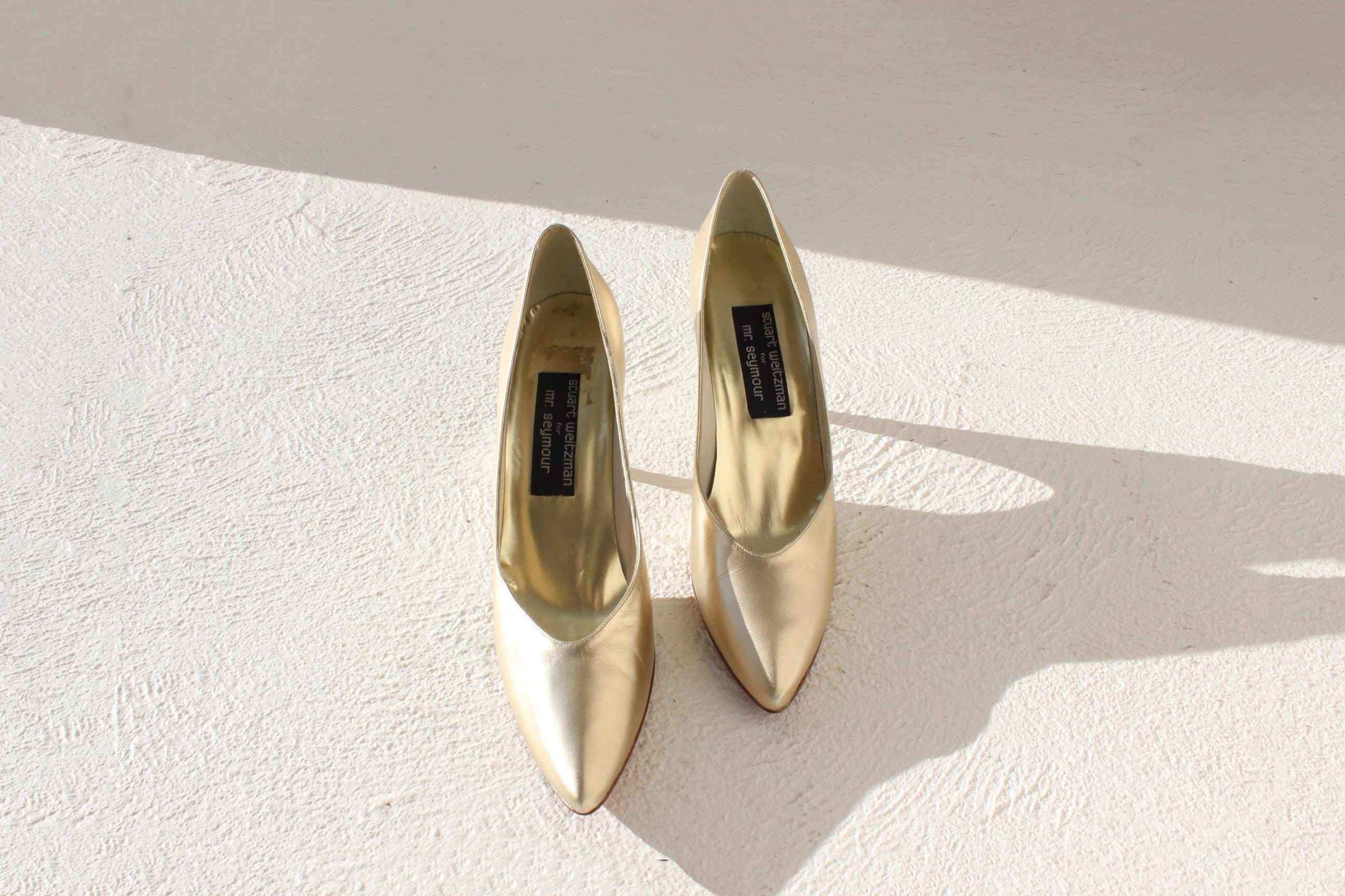 80s Stuart Weitzman for Mr Seymour Gold Leather Pumps - Euro 38