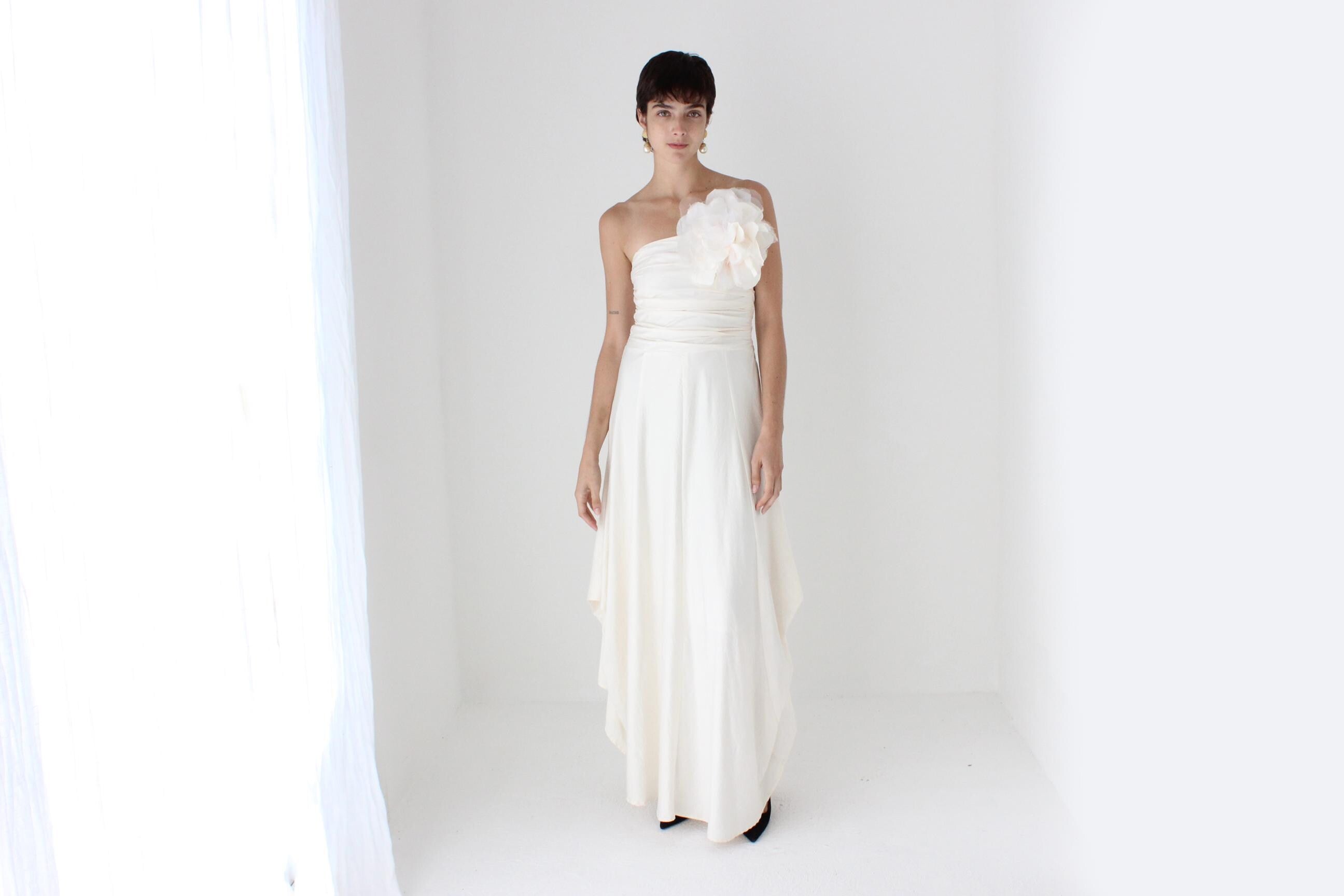 Y2K Strapless Dress w/ Oversized 3D Statement Rosette Flower