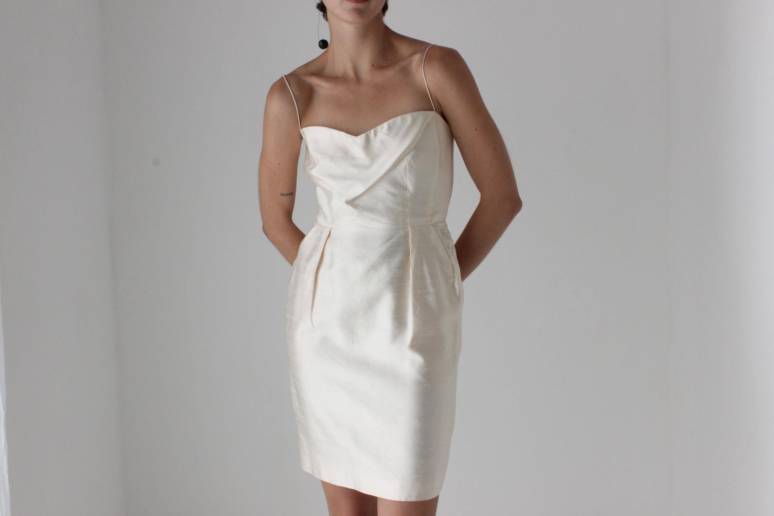 80s Donna Karan Pearlescent Silk Mini