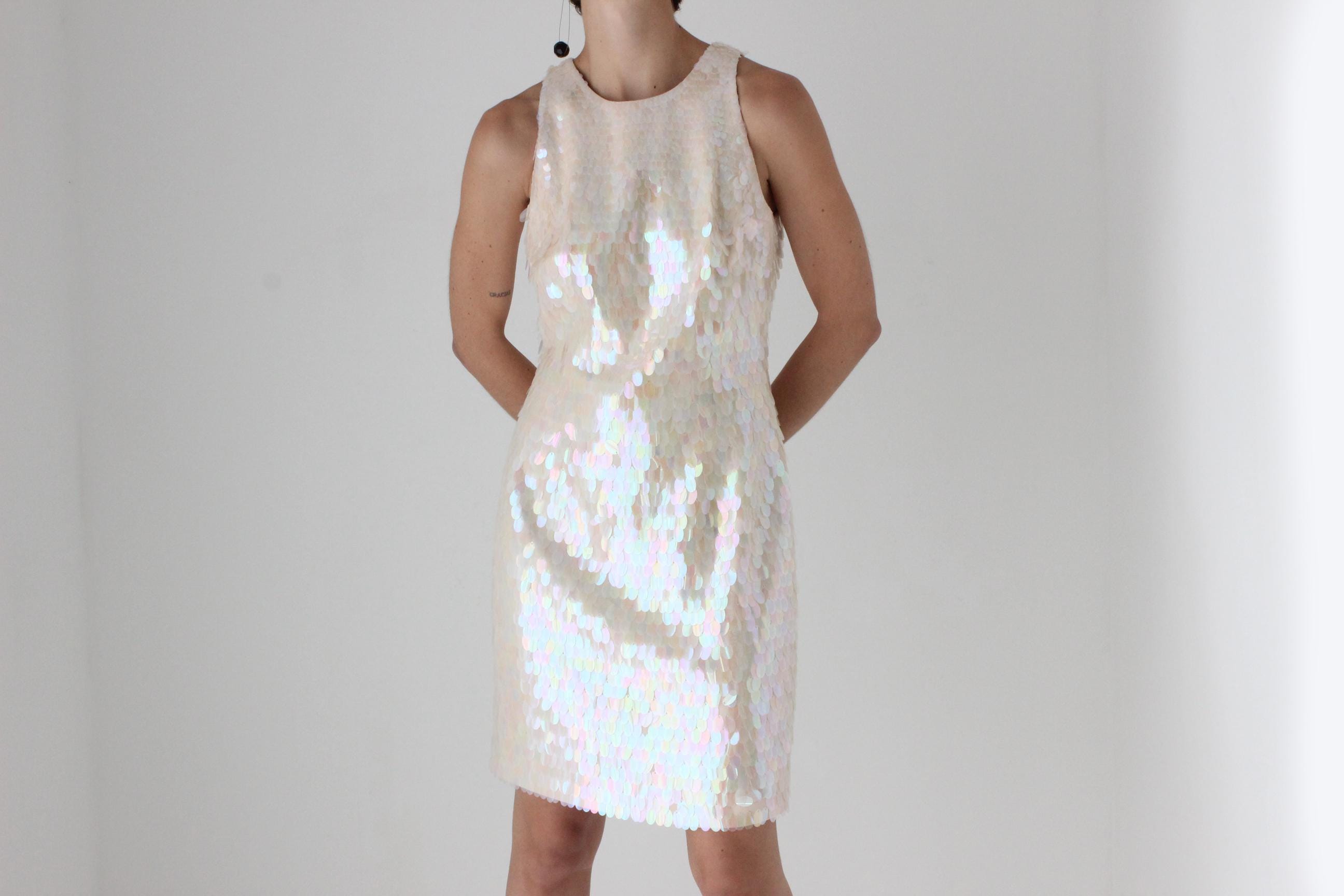 2000s Silk & Pastel Pailette Disco Ball Dress