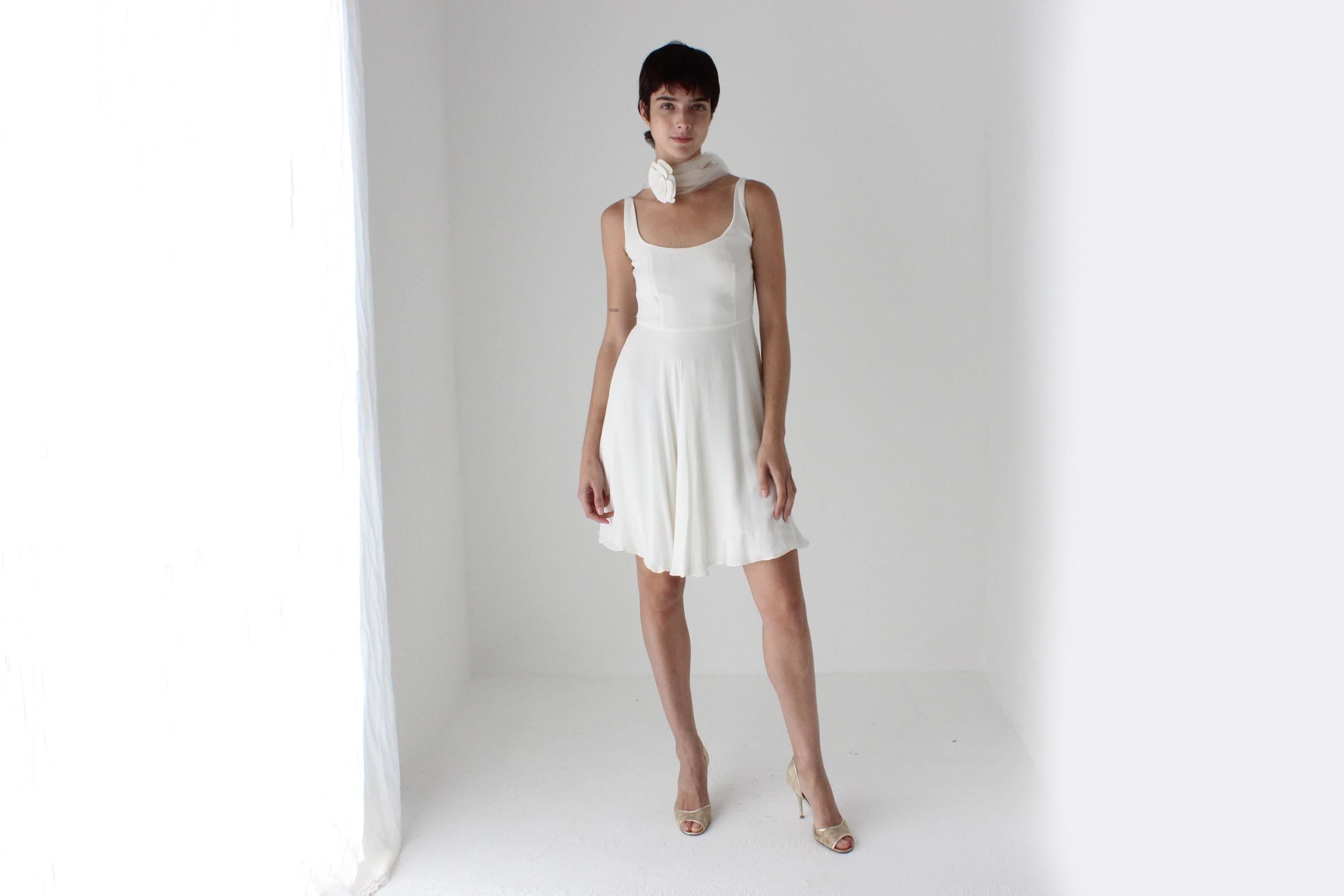 90s POLO Ralph Lauren Pure Silk Minimal Scoop Neck Mini