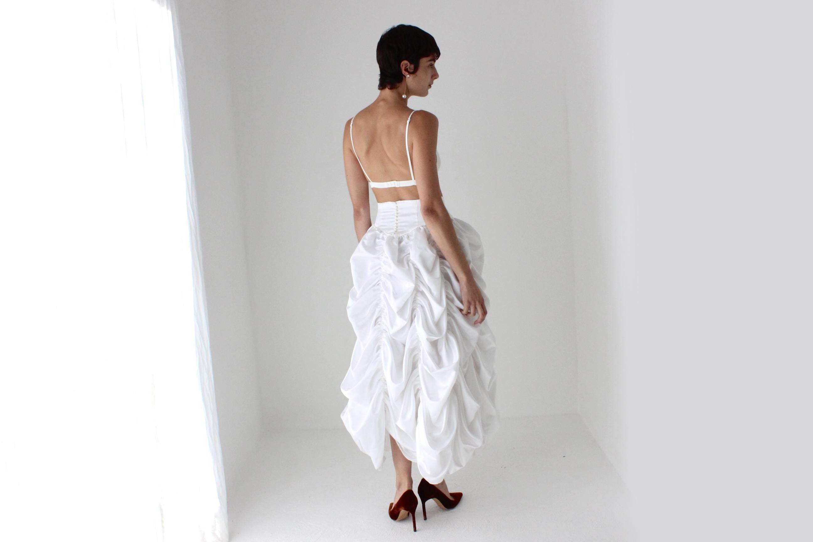 Outrageous 80s Draped & Gathered Avant Garde Bridal Skirt