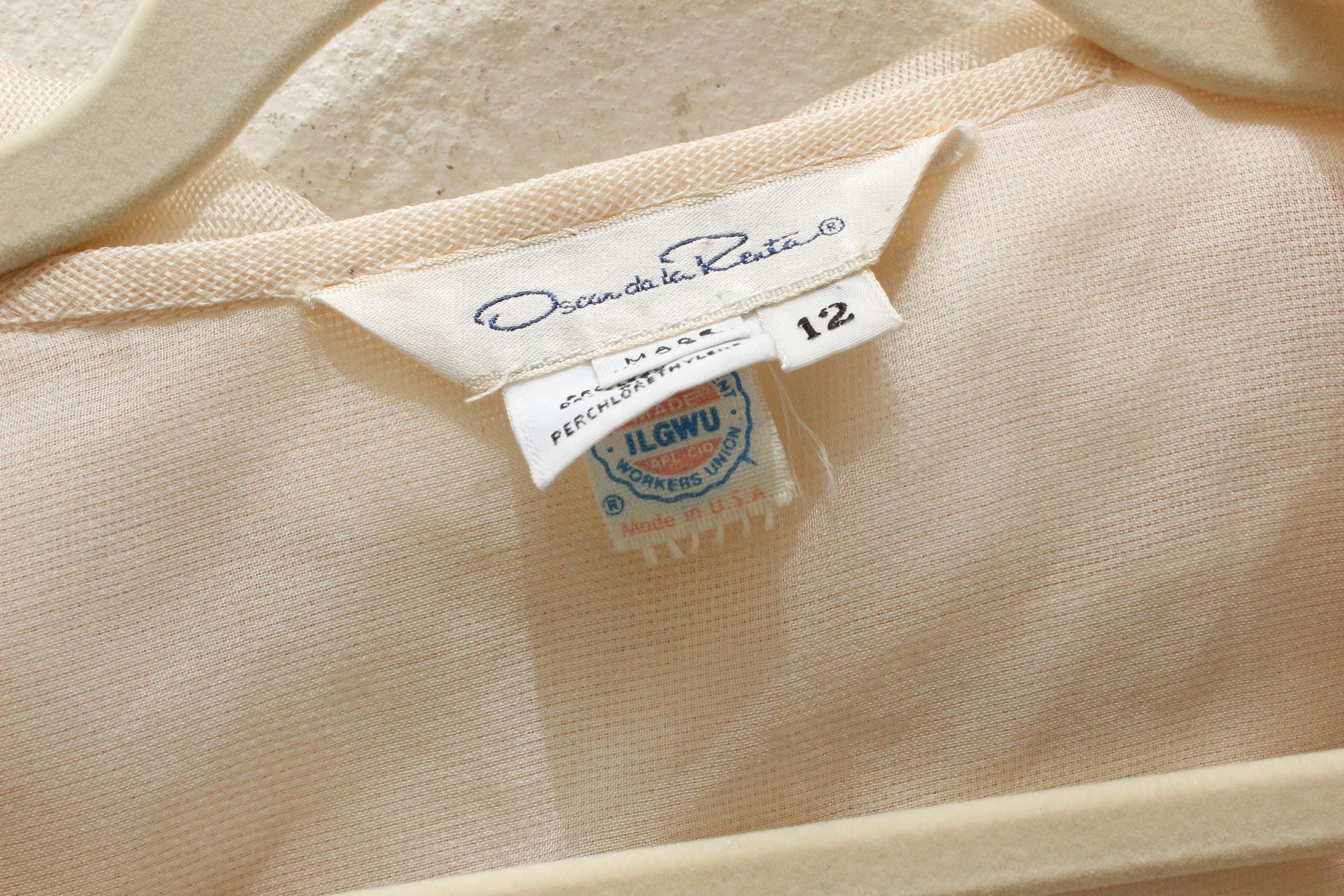 80s OSCAR De La RENTA Sheer Gauze Harlequin Ruffle Blouse