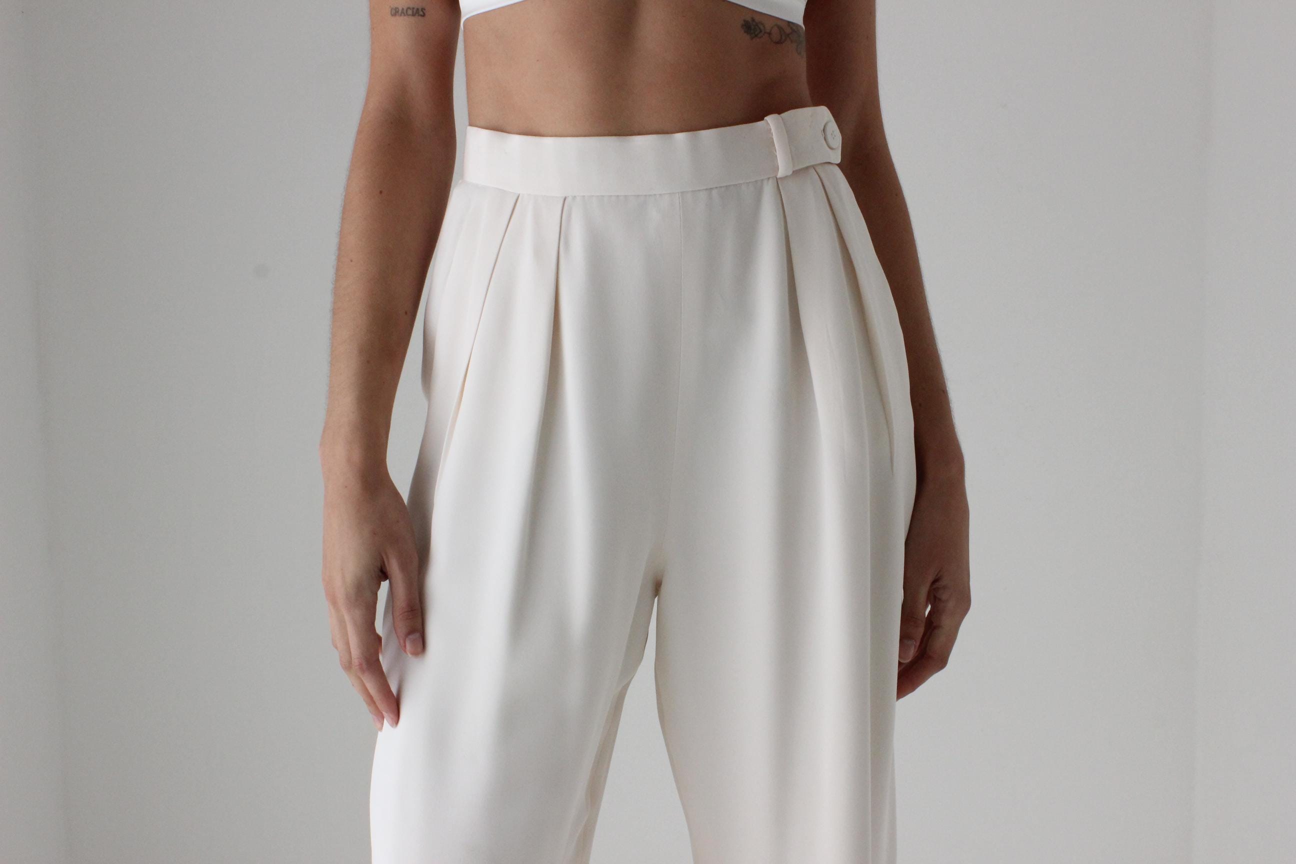 80s Bill Blass Perfectly Cut Ivory Trousers