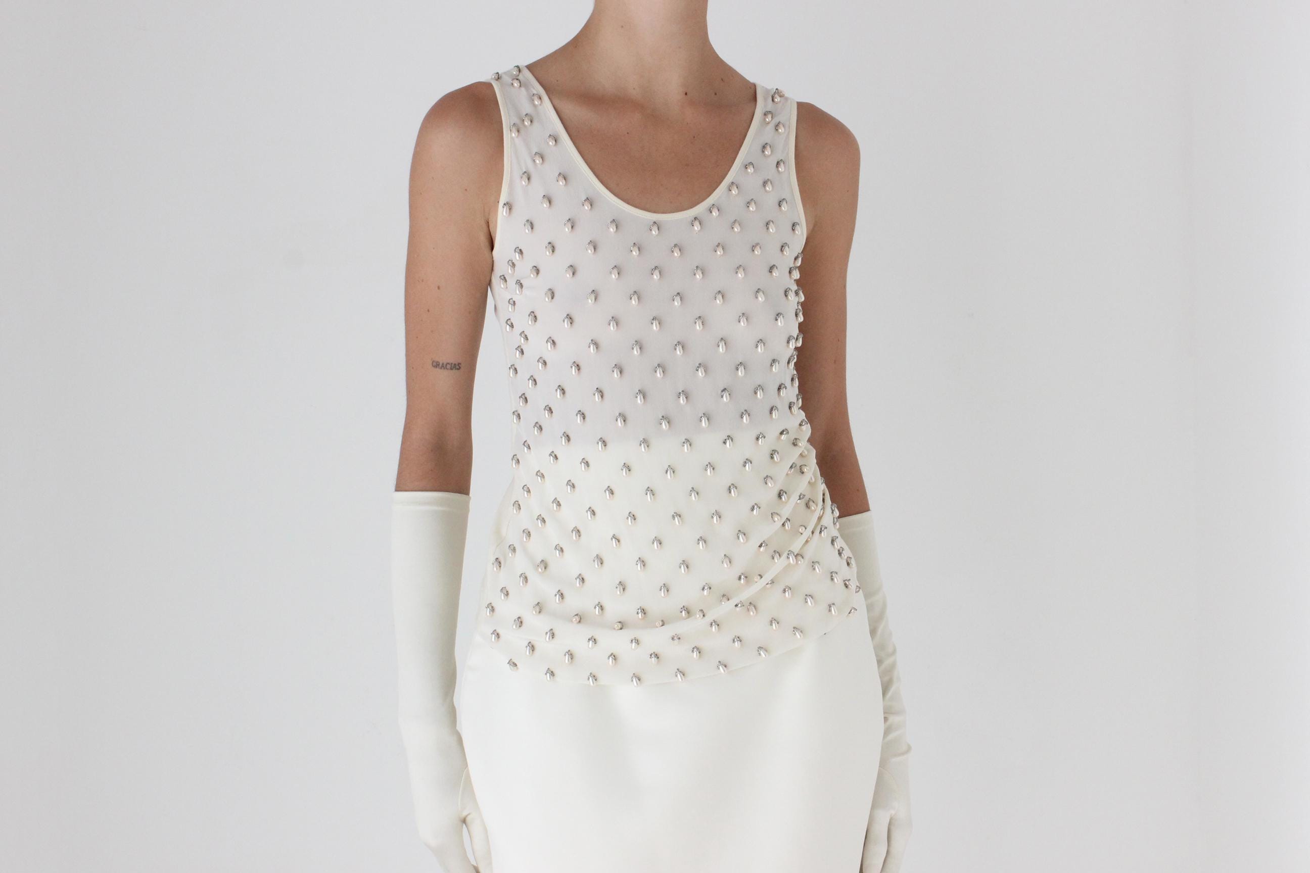 2000s Stella McCartney Pearl & Bead Relaxed Tank