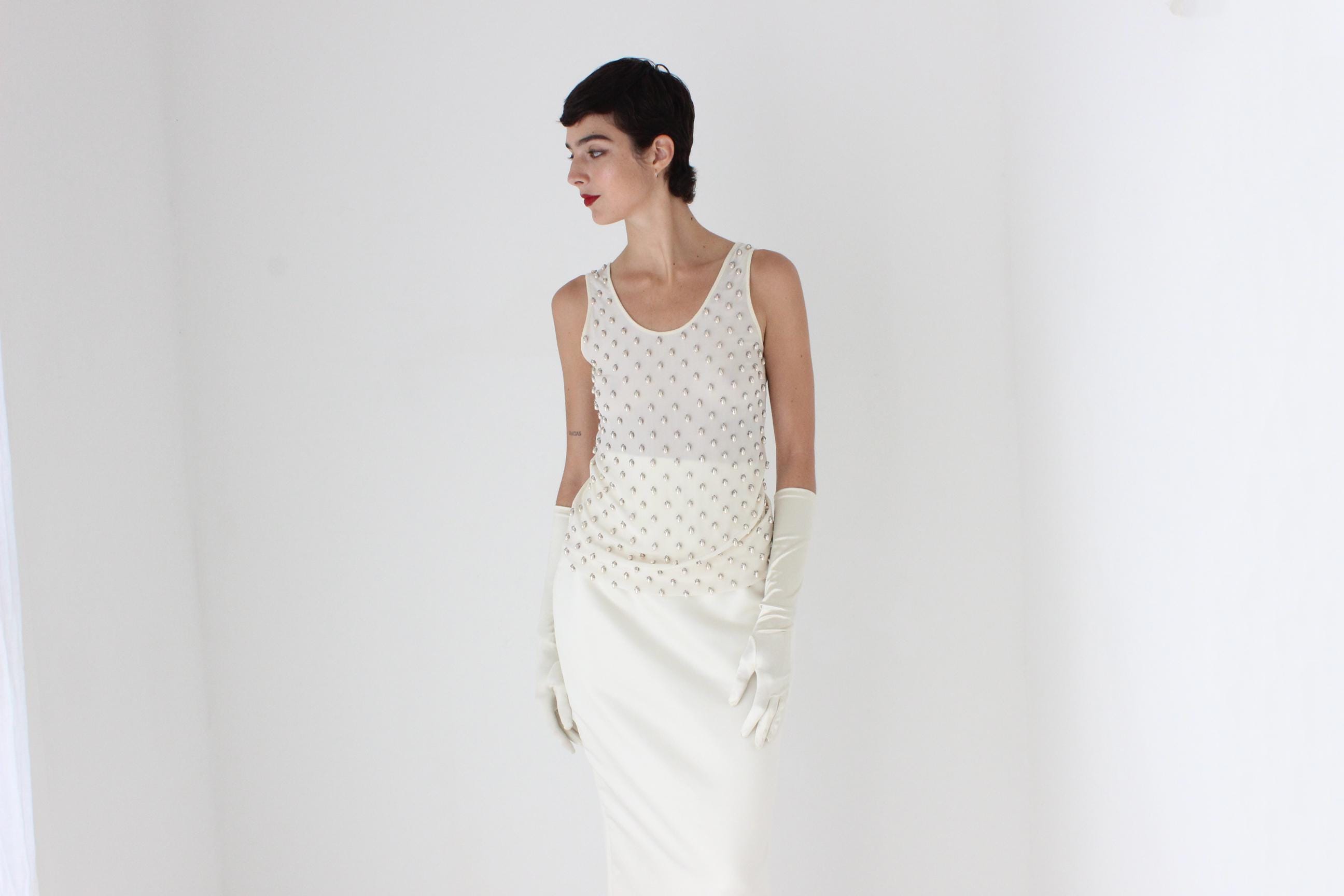 2000s Stella McCartney Pearl & Bead Relaxed Tank
