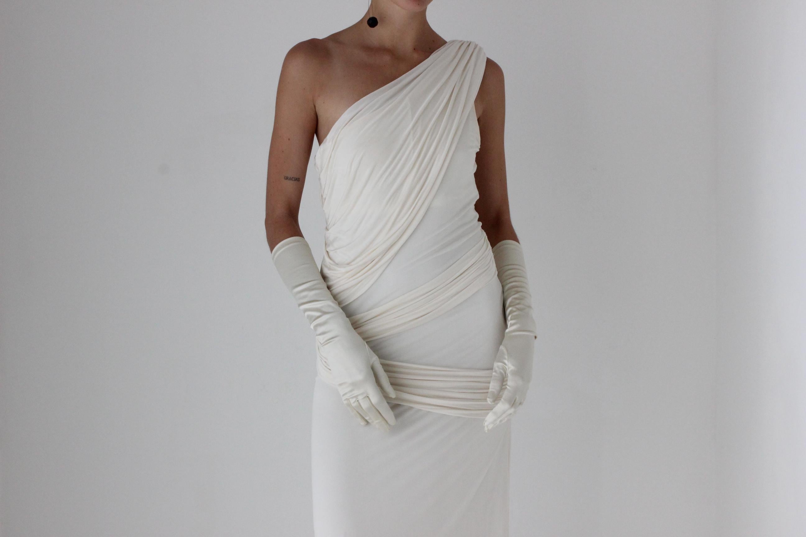 Y2K Lisa Ho Draped Silk Jersey One Shoulder Gown