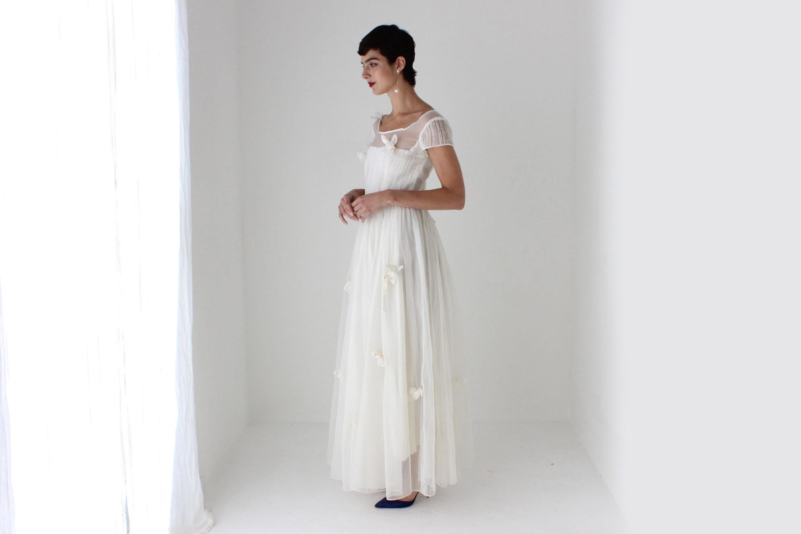 Rocha Vibe 80s does 50s Plisse Organza & Flower Wedding Dress