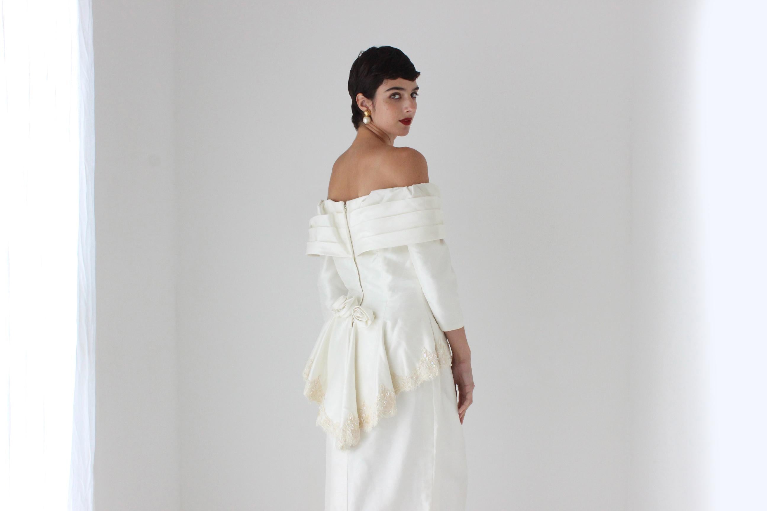 Heavenly 80s Off Shoulder '2 Piece' Wedding Dress
