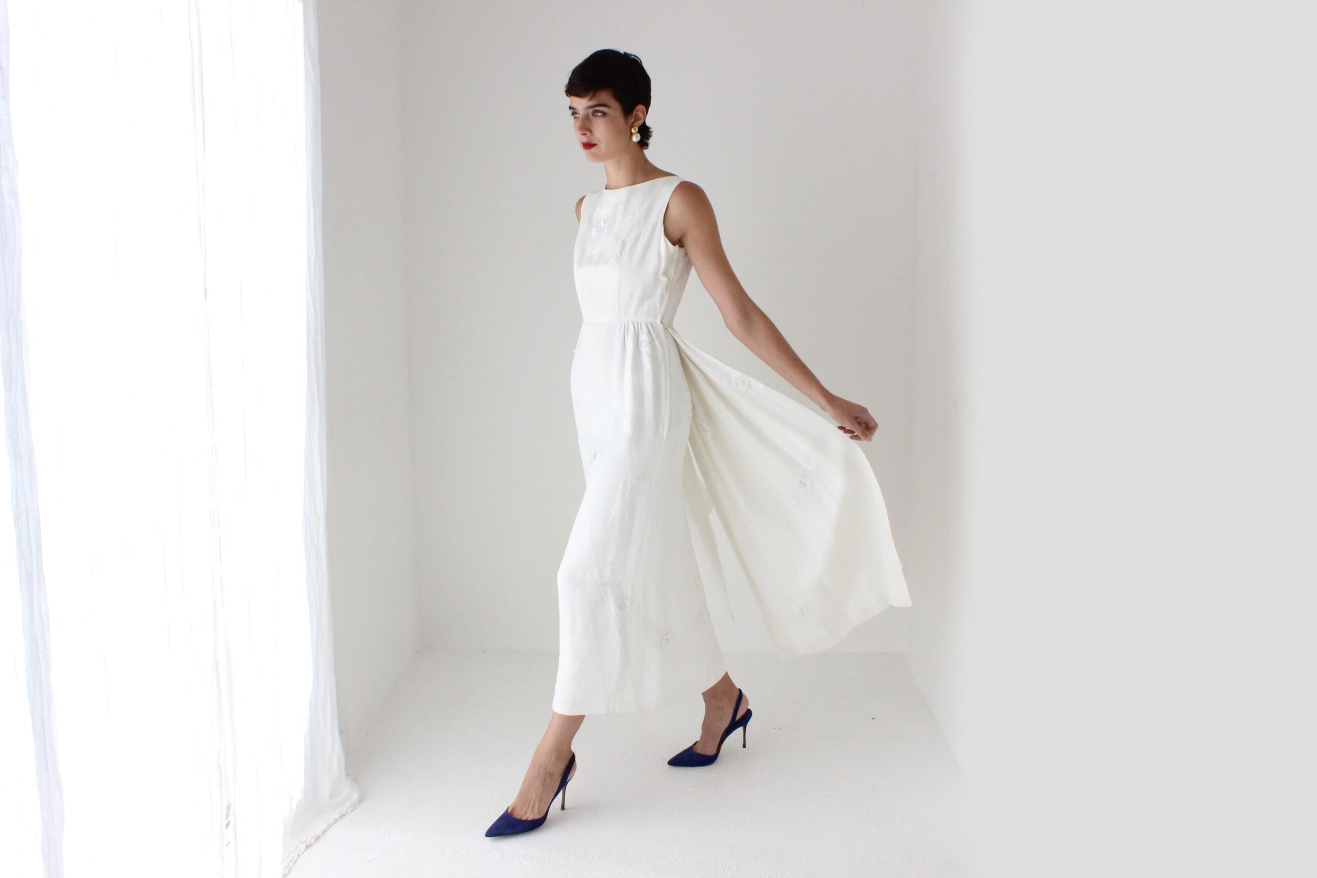 REVERSIBLE 60s Acetate Dress w/ Tails Detail
