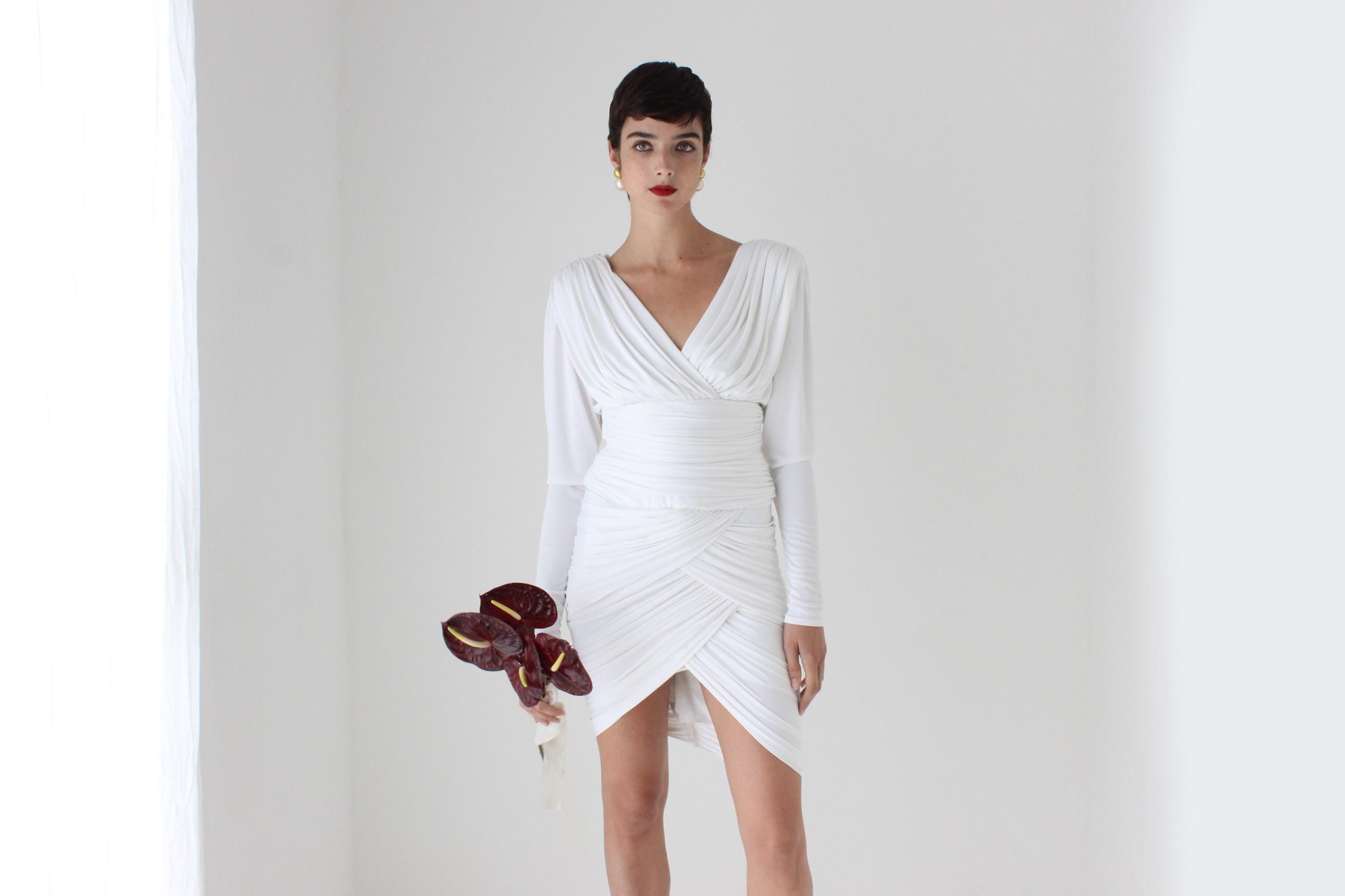 Stunning 80s Lillie Rubin Ruched Jersey Mini