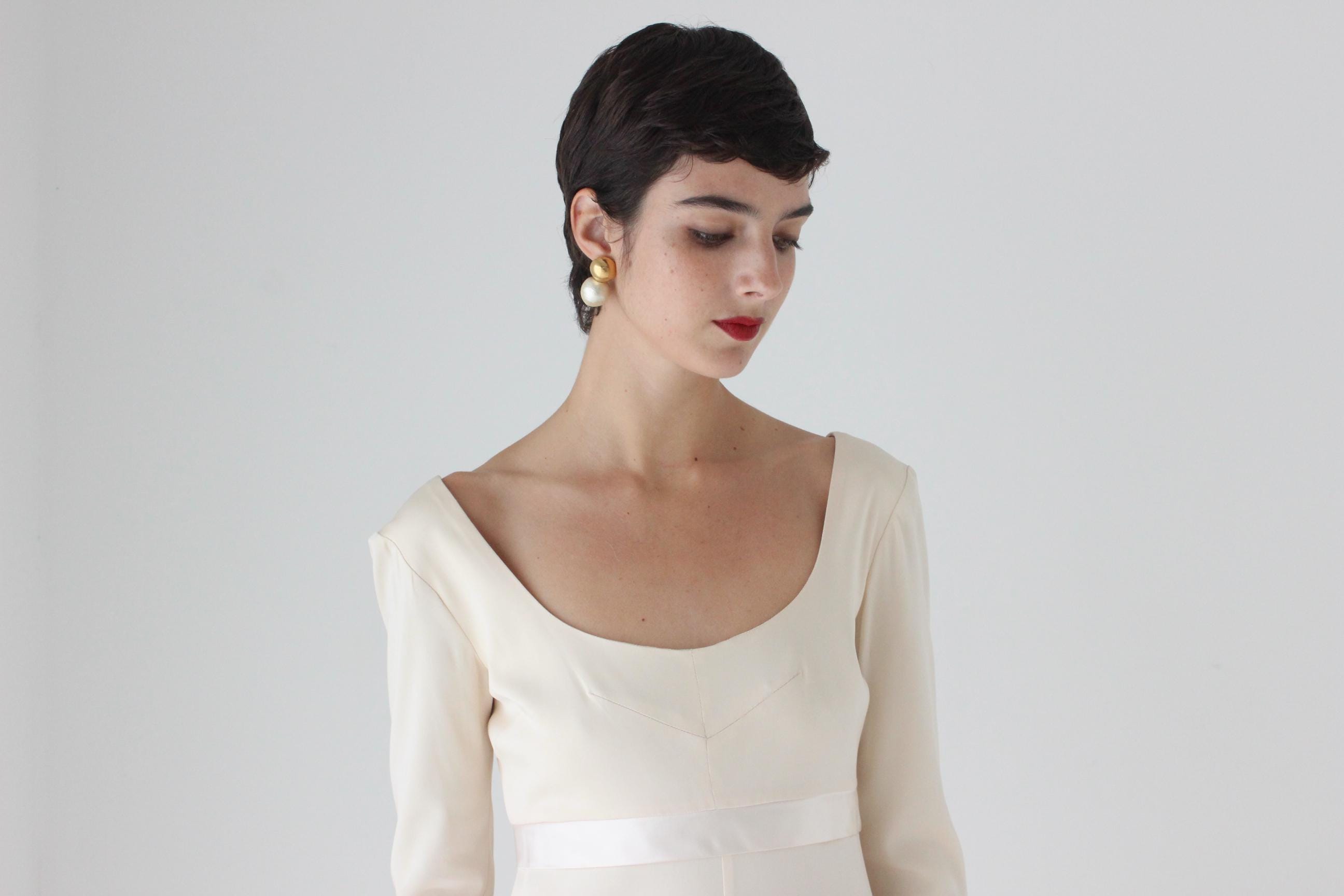 90s Cotton Pearl Baroque Bridal Stud Earrings by Emma Page