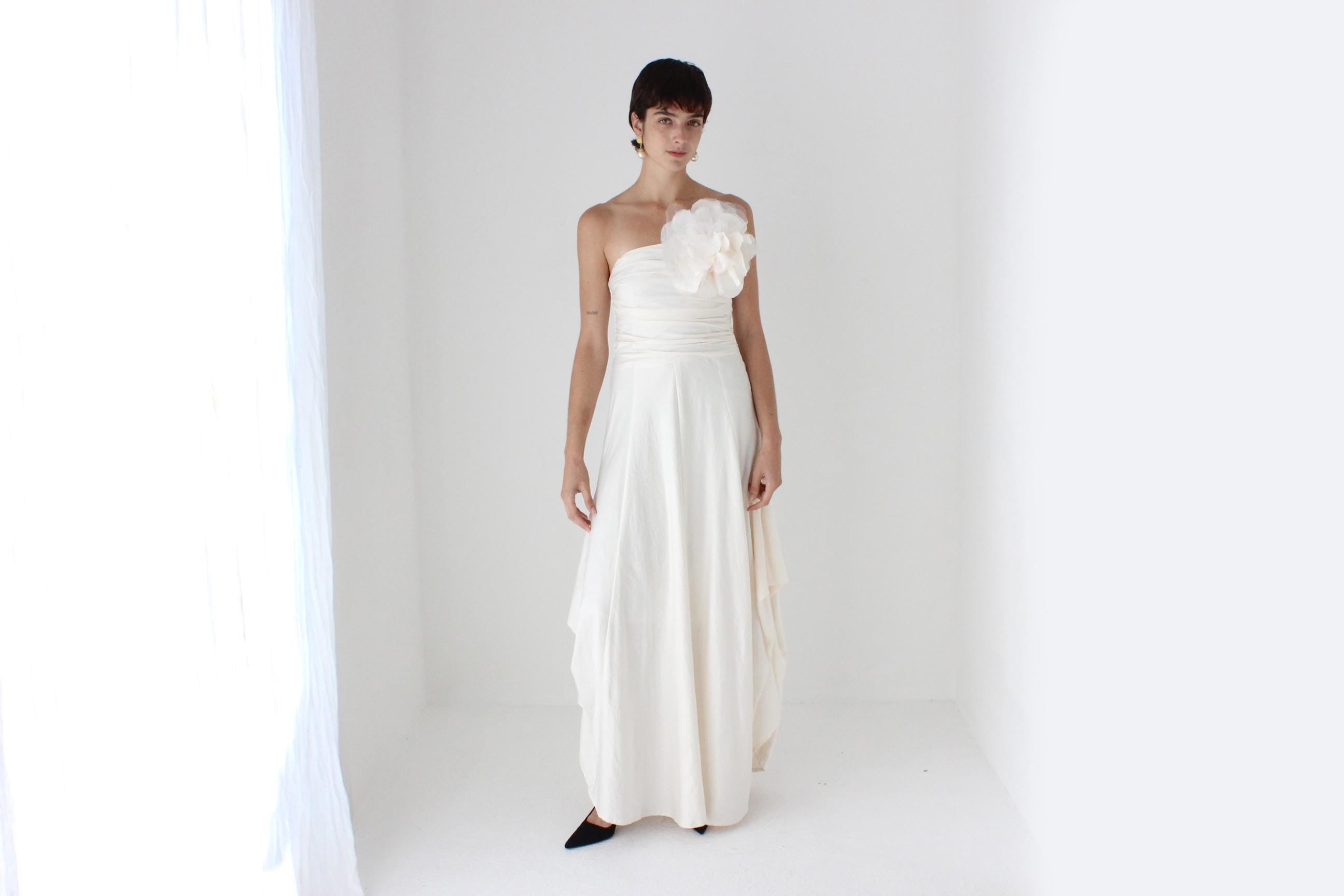 Y2K Strapless Dress w/ Oversized 3D Statement Rosette Flower