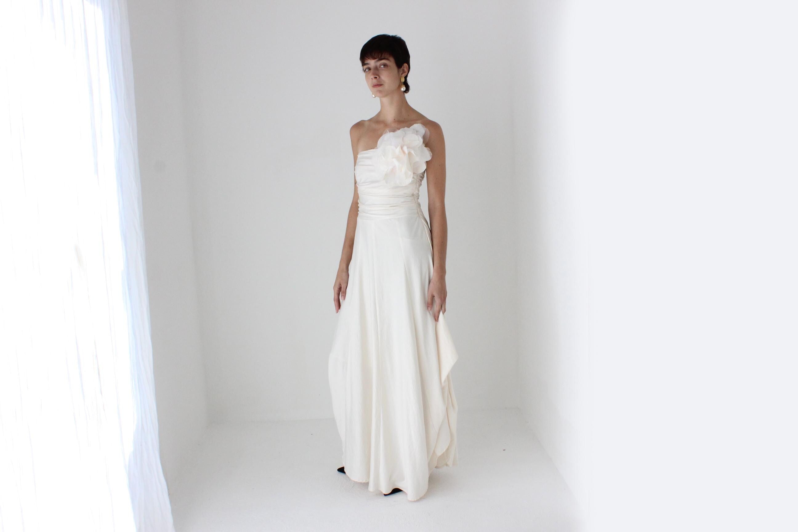 Y2K Strapless Dress w/ Oversized 3D Statement Rosette Flower