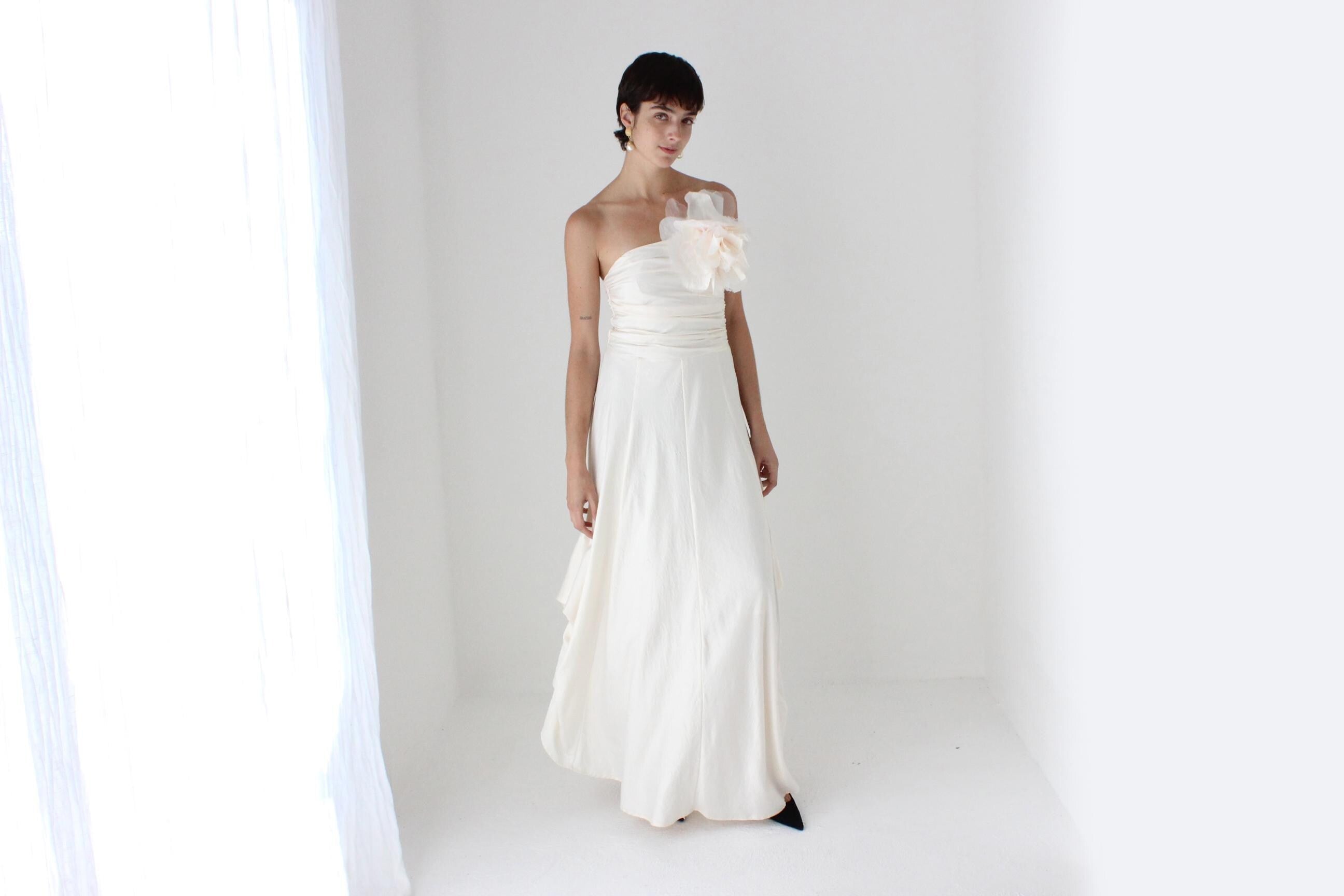 Y2K Strapless Dress w/ Oversized 3D Statement Rosette Flower