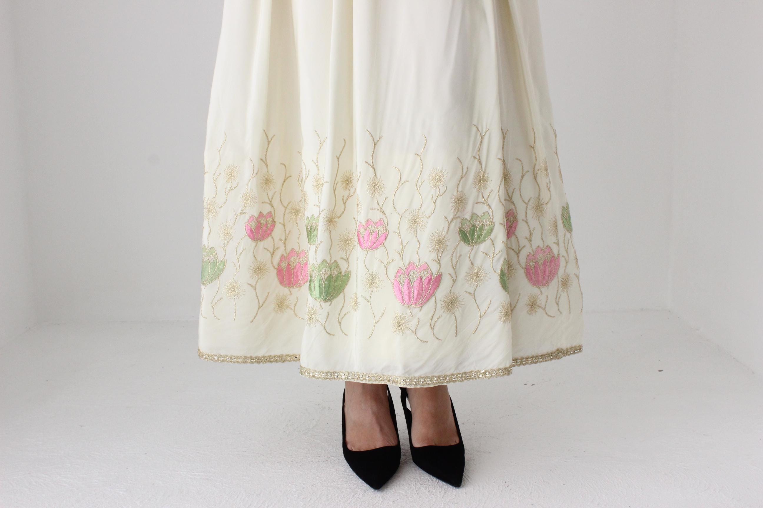 Historic 1970s Pierre Cardin Creations Lotus Embroidered Renaissance Dress