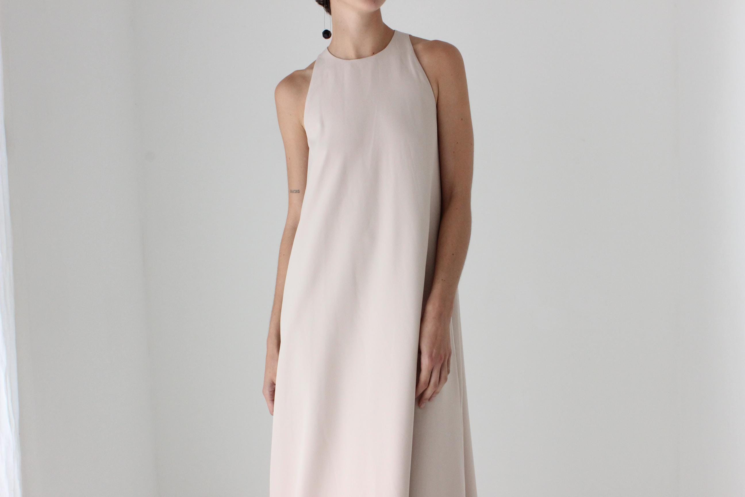 2000s Honayda Blush Pink A-Line Relaxed Tent Full Length Formal Gown