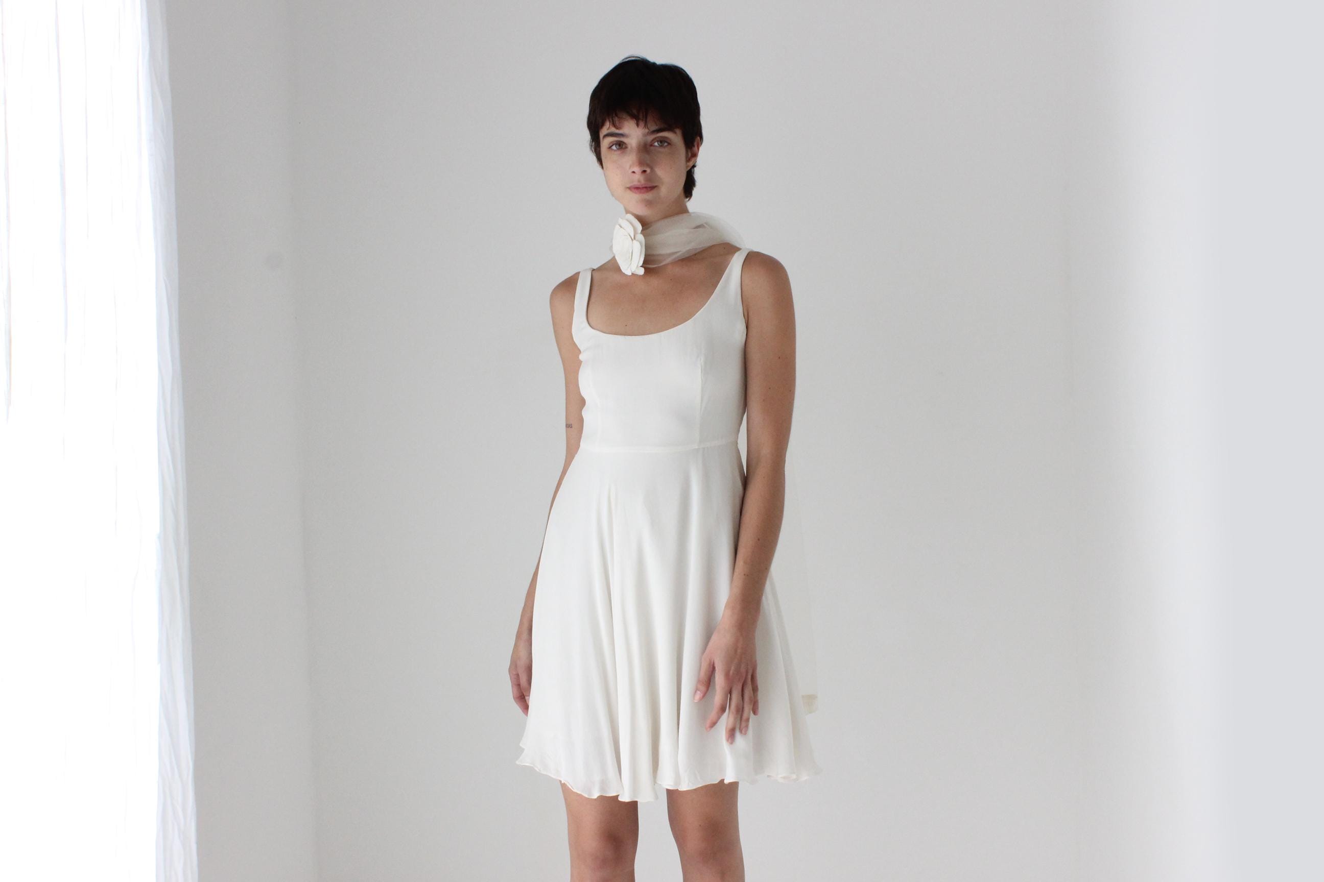 90s POLO Ralph Lauren Pure Silk Minimal Scoop Neck Mini
