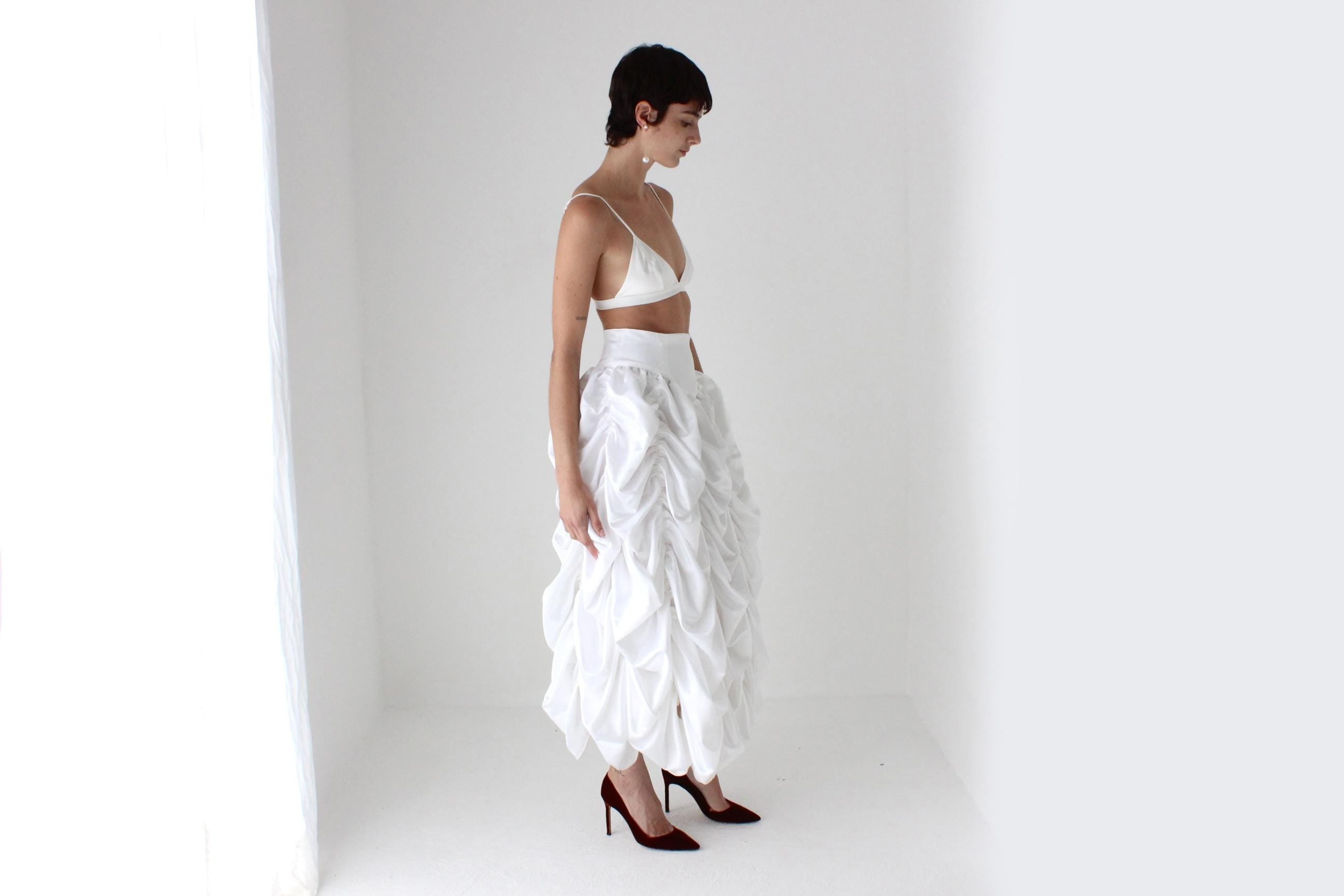 Outrageous 80s Draped & Gathered Avant Garde Bridal Skirt