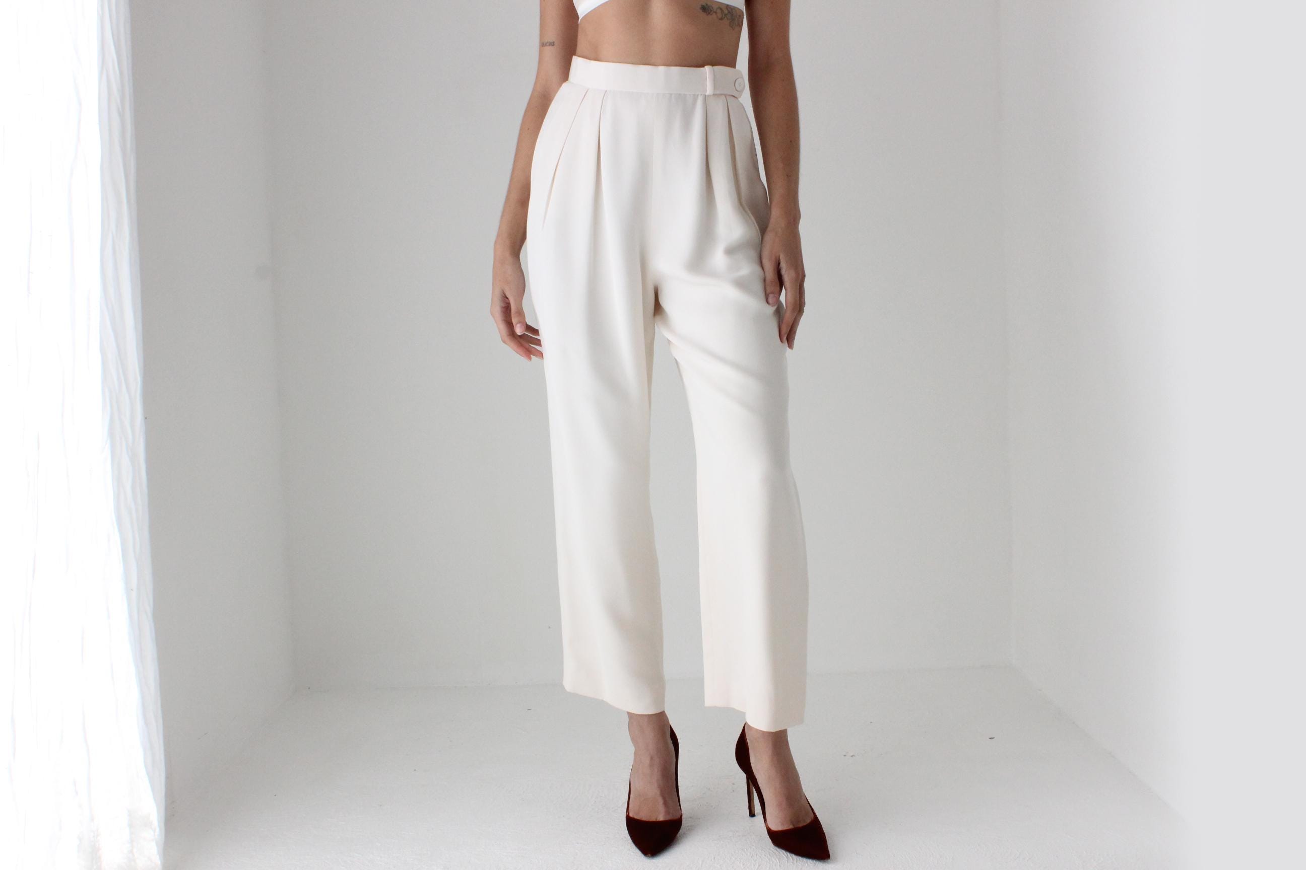 80s Bill Blass Perfectly Cut Ivory Trousers