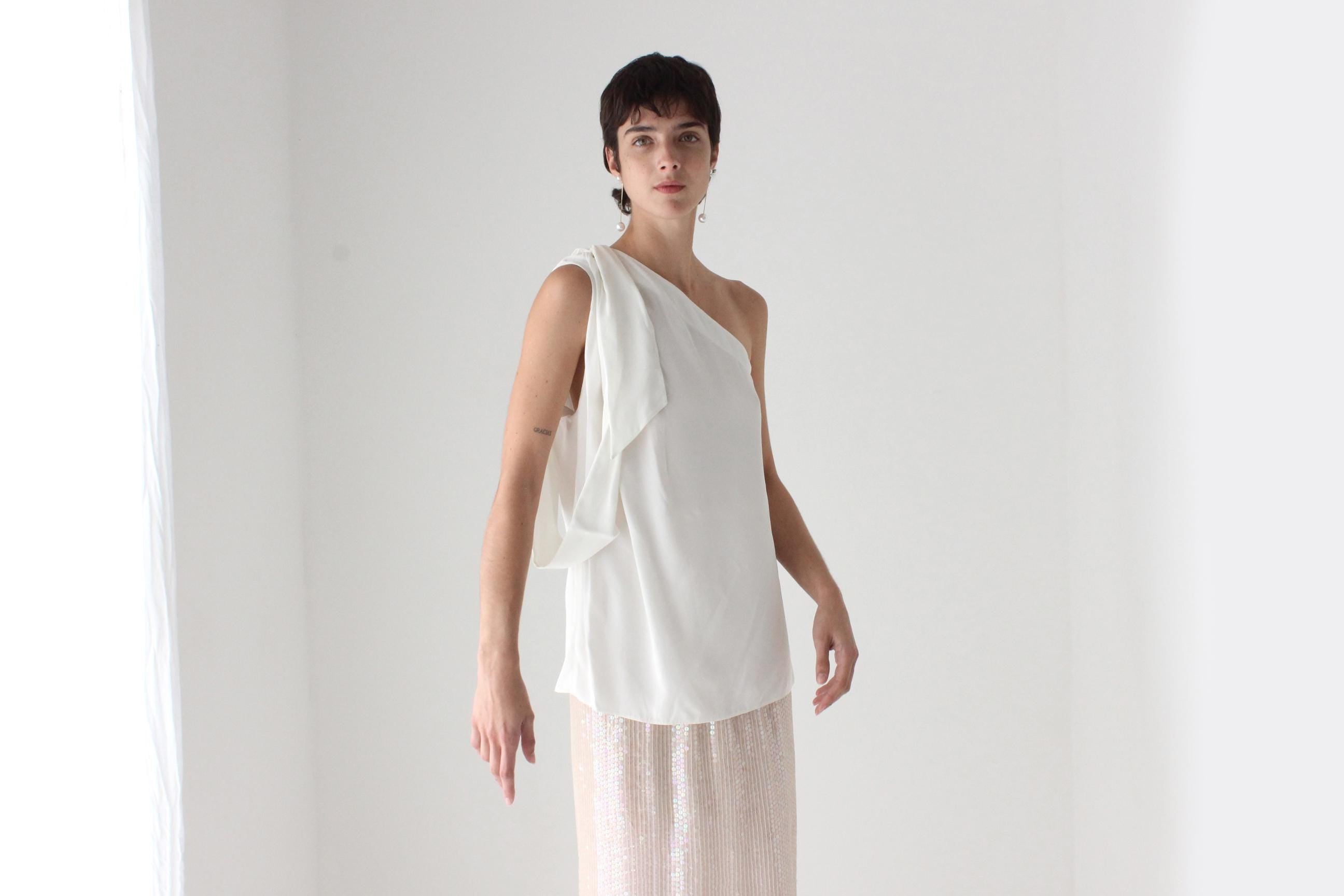 2000s Stella McCartney Asymmetric One Shoulder Draped Top