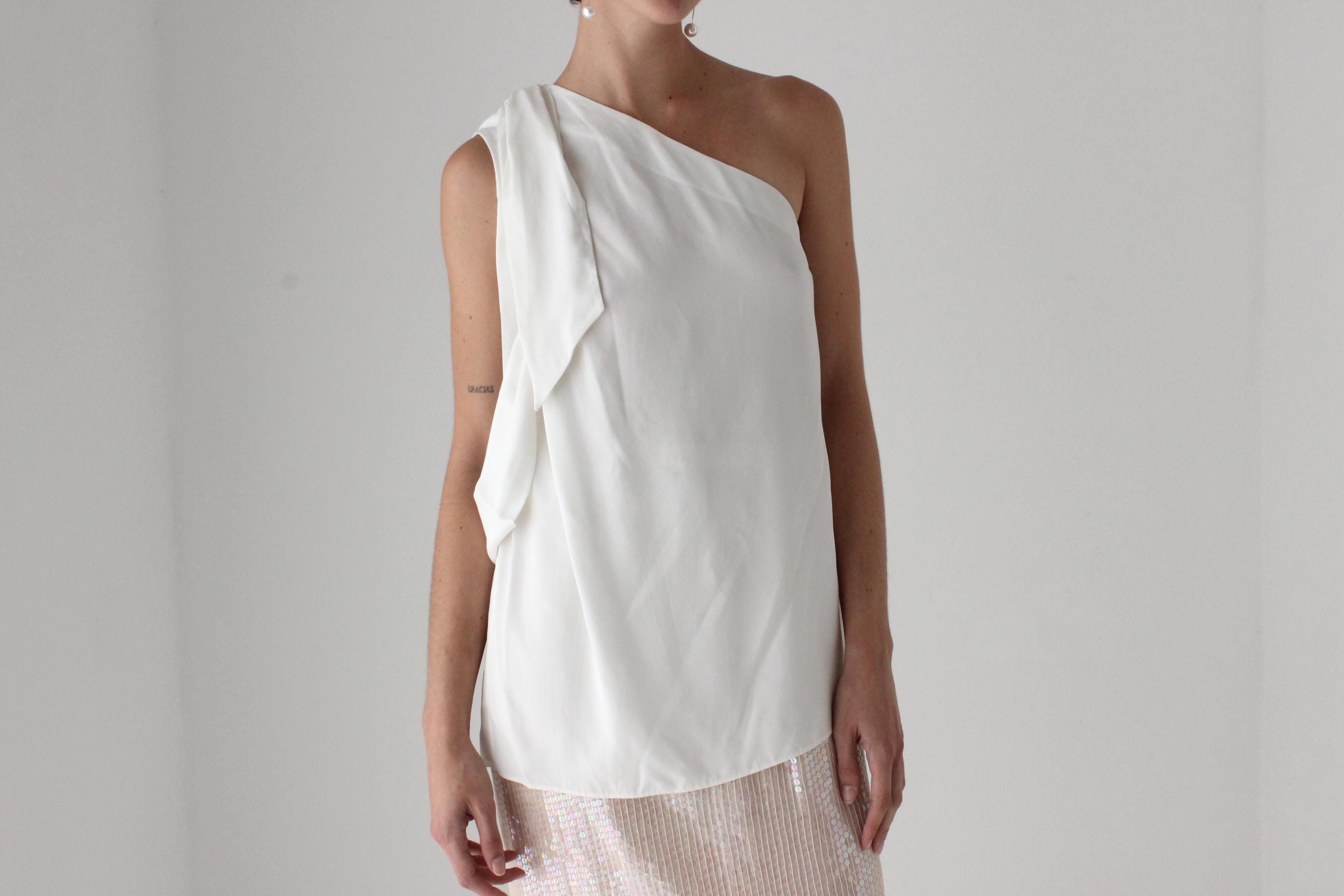 2000s Stella McCartney Asymmetric One Shoulder Draped Top