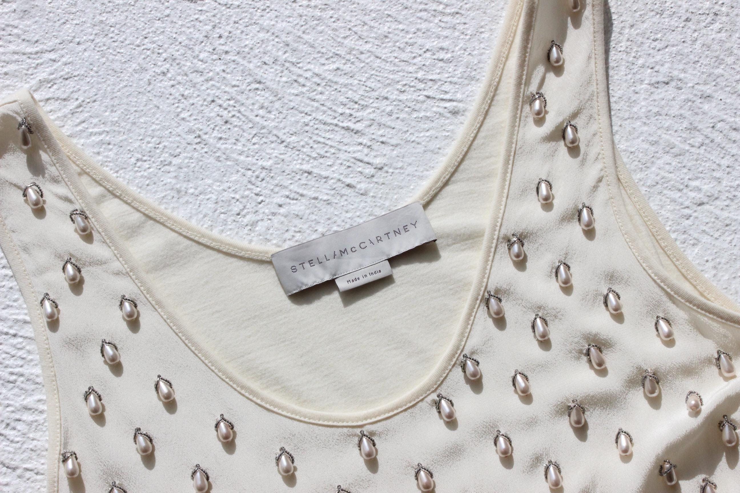 2000s Stella McCartney Pearl & Bead Relaxed Tank