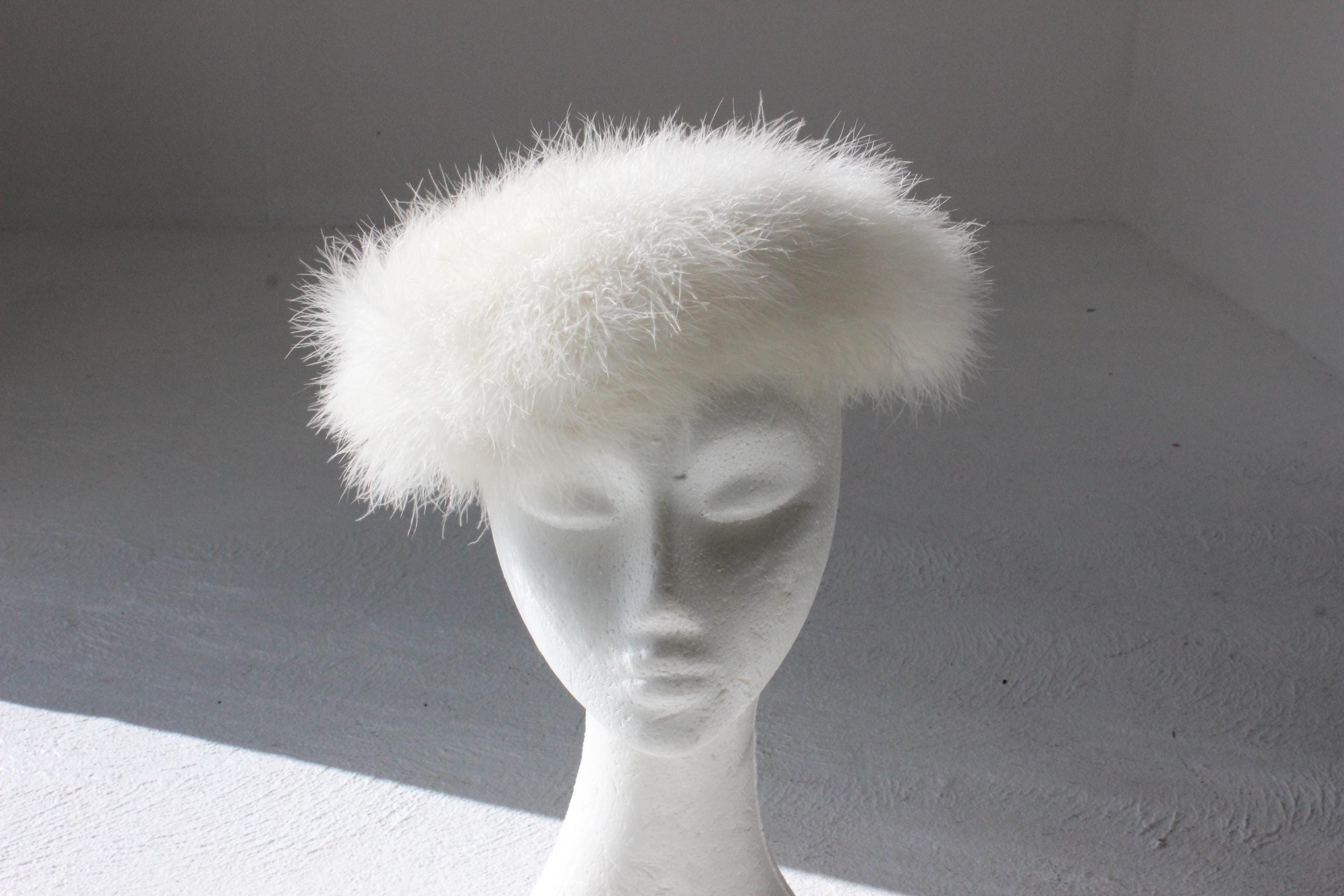 60s Ivory Marabou Feather Bridal Millinery