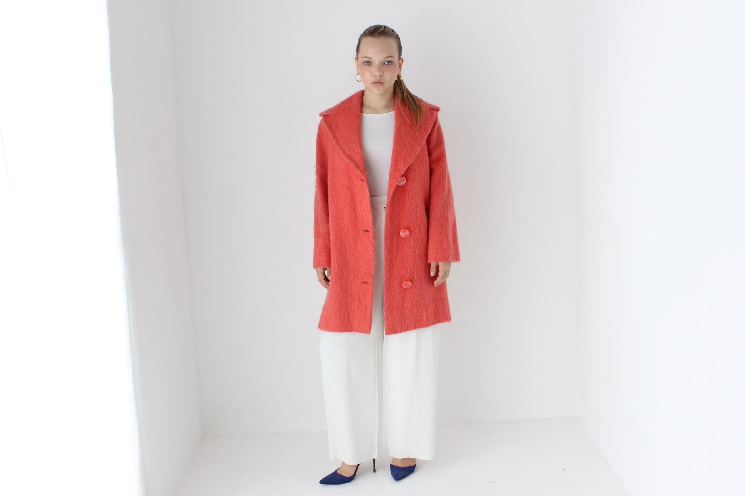 60s Handmade Mohair / Wool Blend Button Front Coat