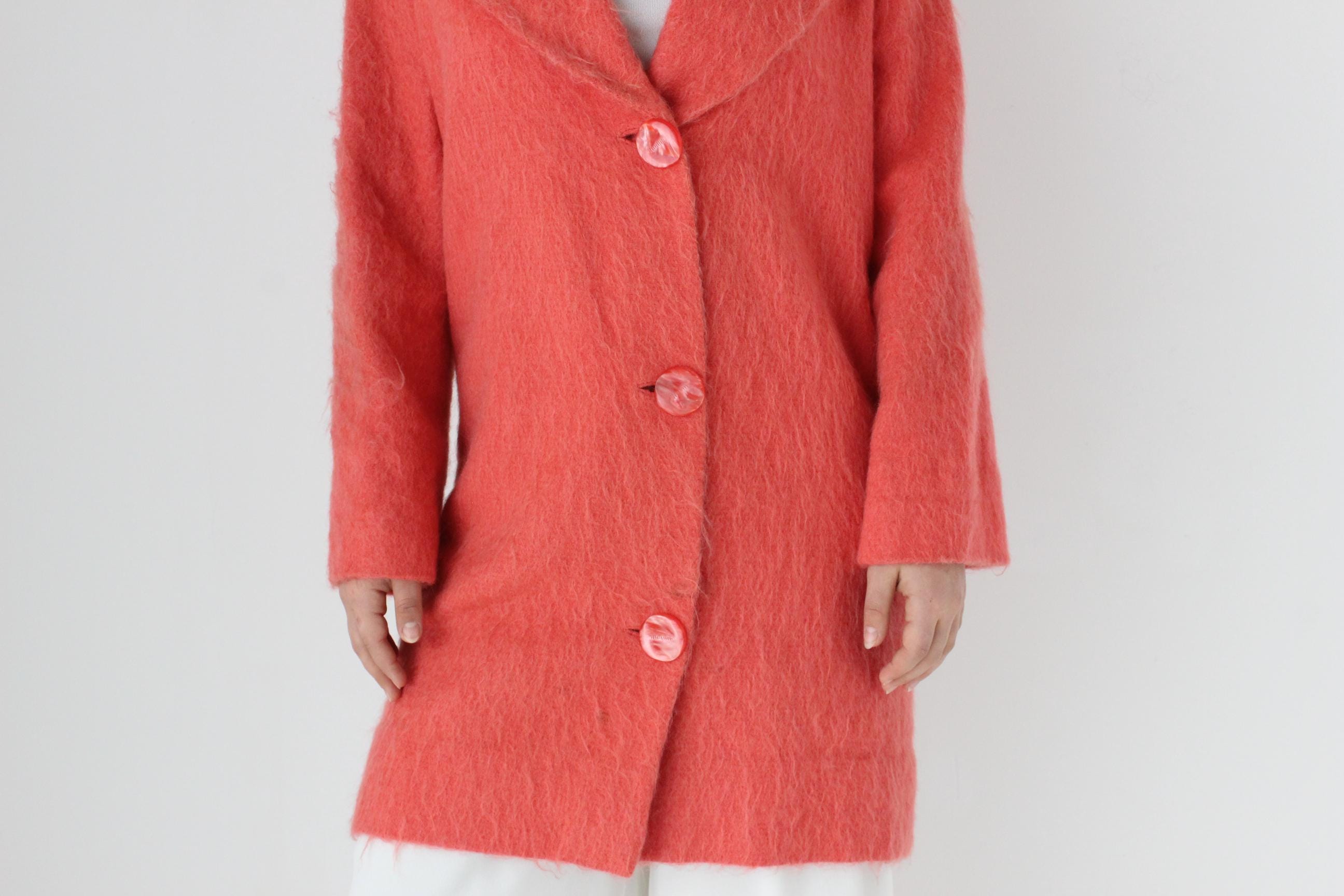 60s Handmade Mohair / Wool Blend Button Front Coat