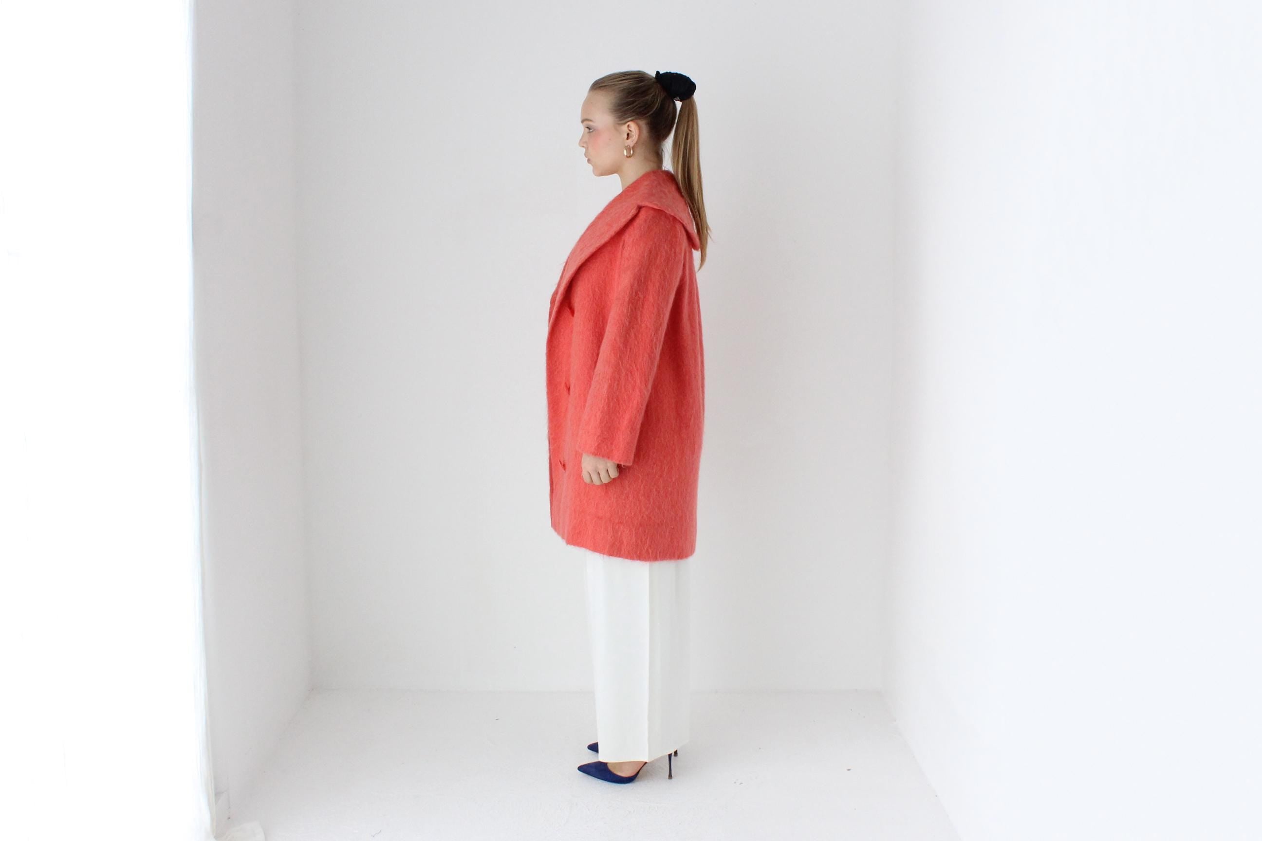 60s Handmade Mohair / Wool Blend Button Front Coat