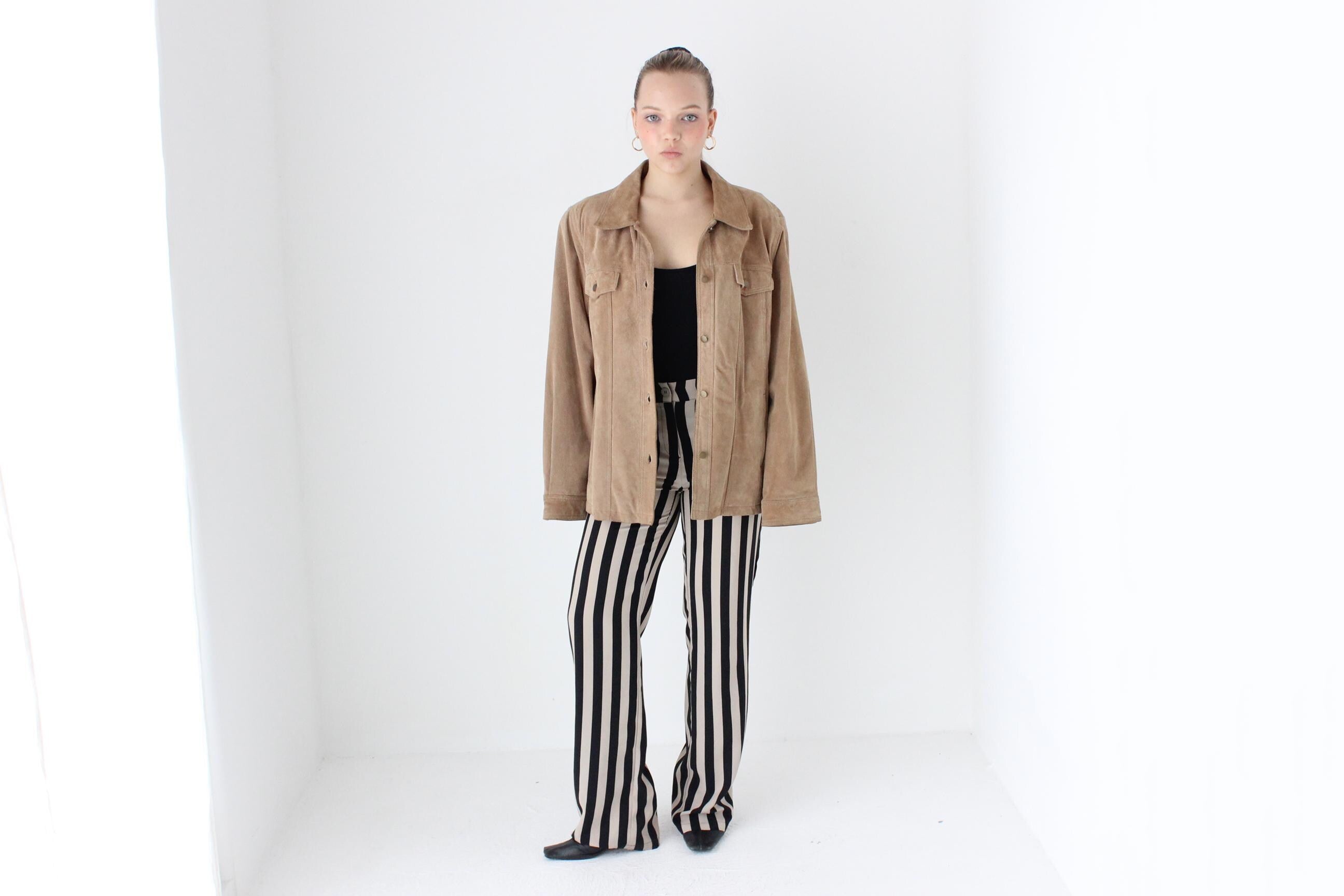 90s Boxy Camel Suede Trucker Jacket - Unisex
