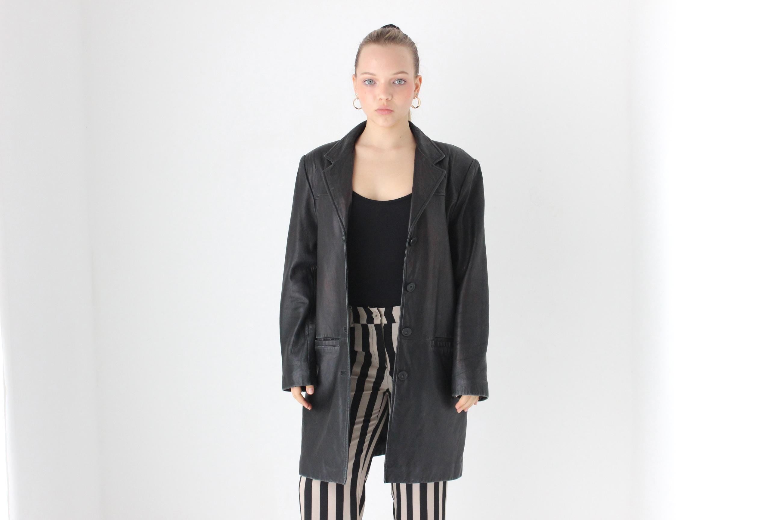 90s Adler Softest Lambskin Leather Button Up Coat