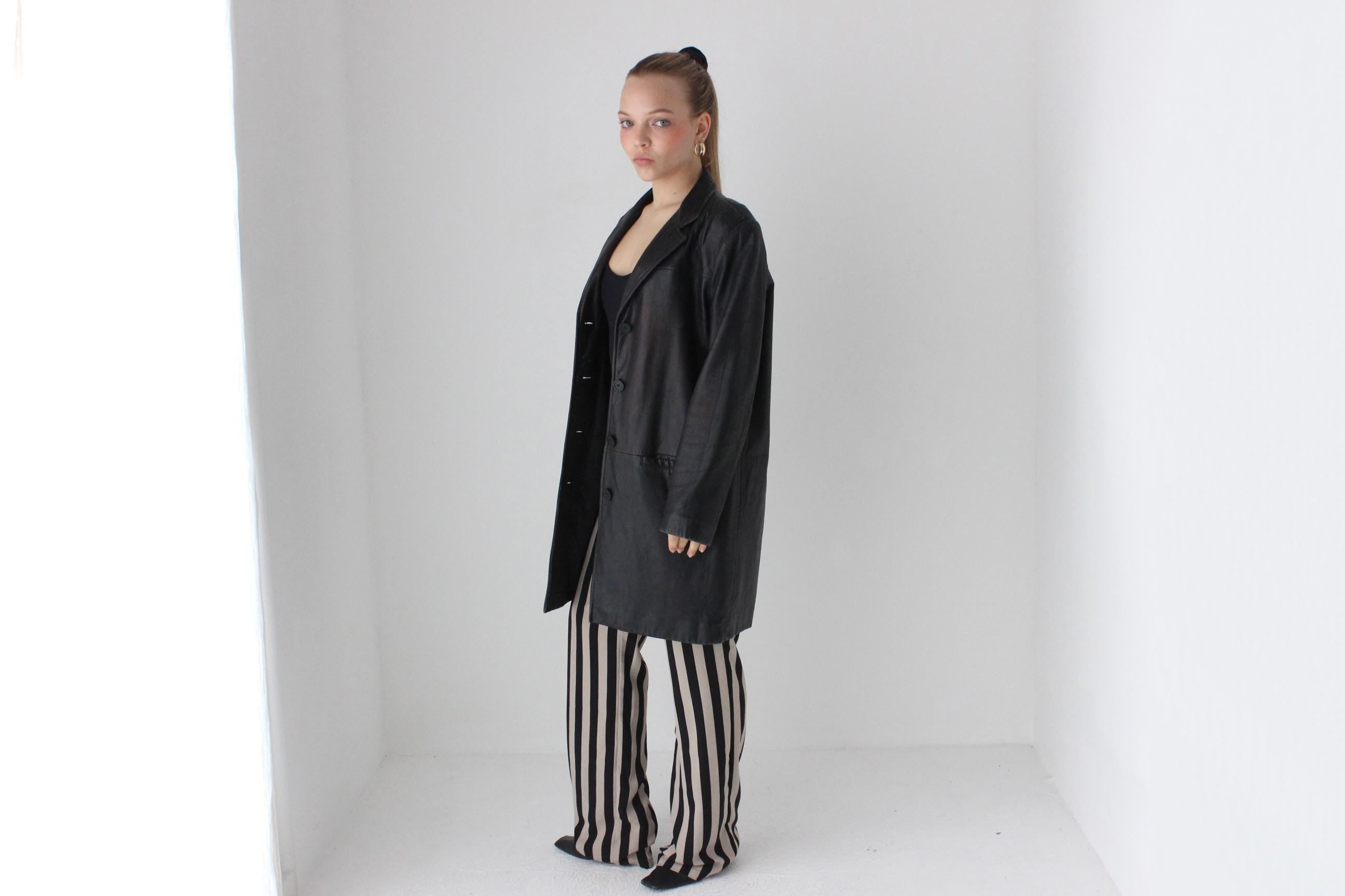 90s Adler Softest Lambskin Leather Button Up Coat