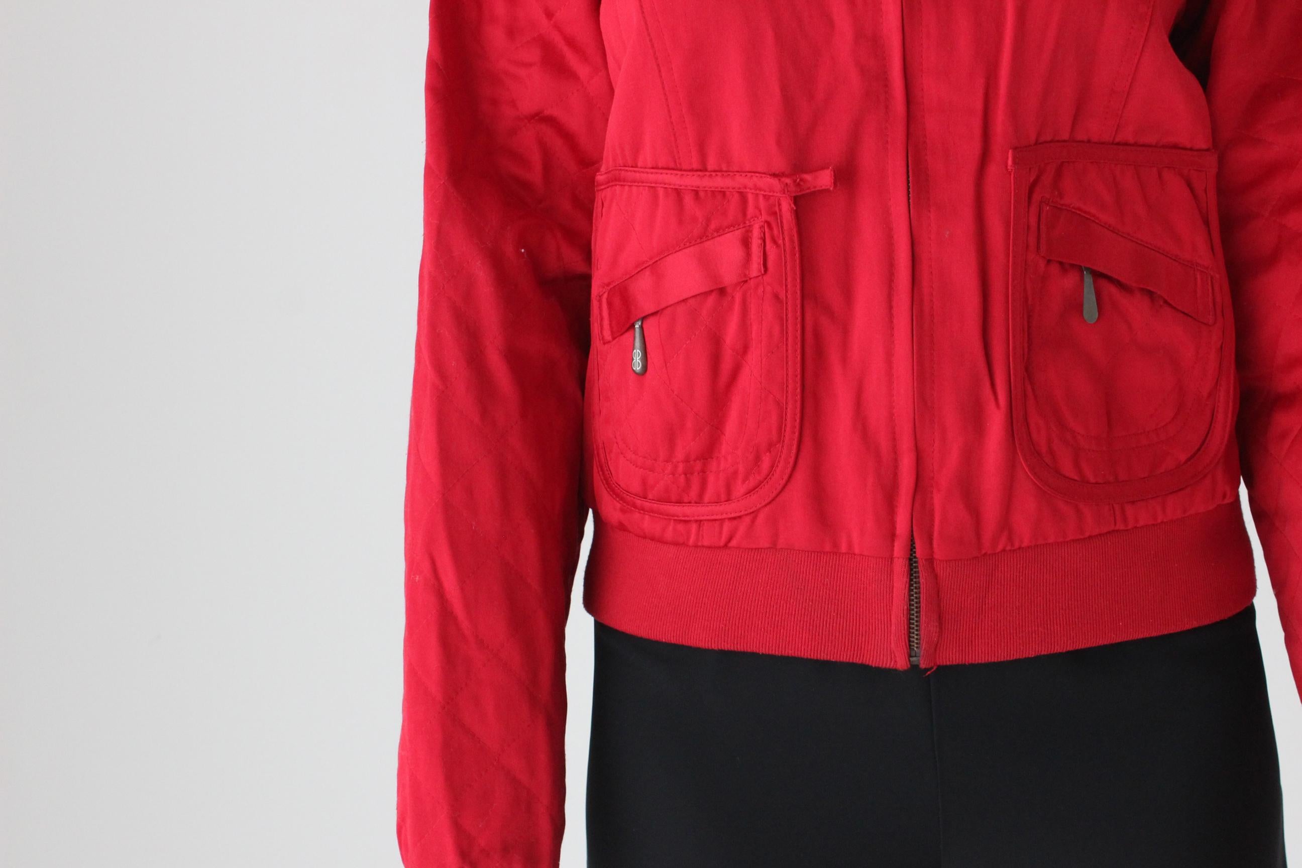 80s Bill Blass Red Satin Quilted Bomber