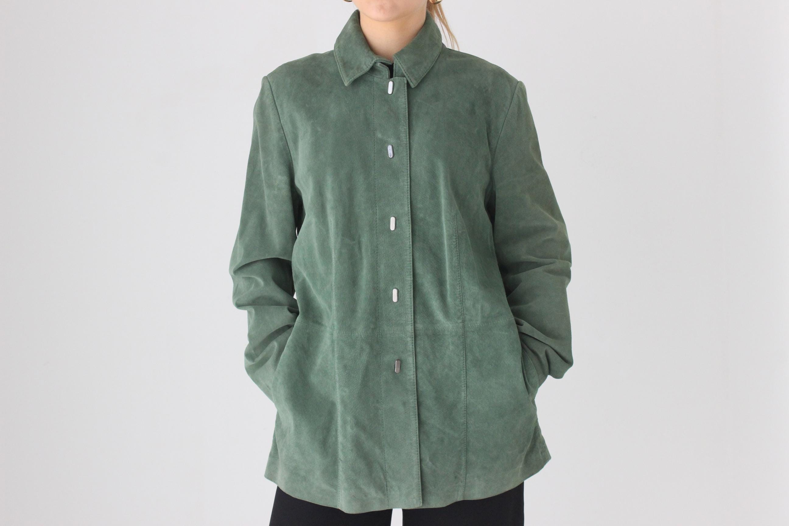 90s Moss Green Suede Coat