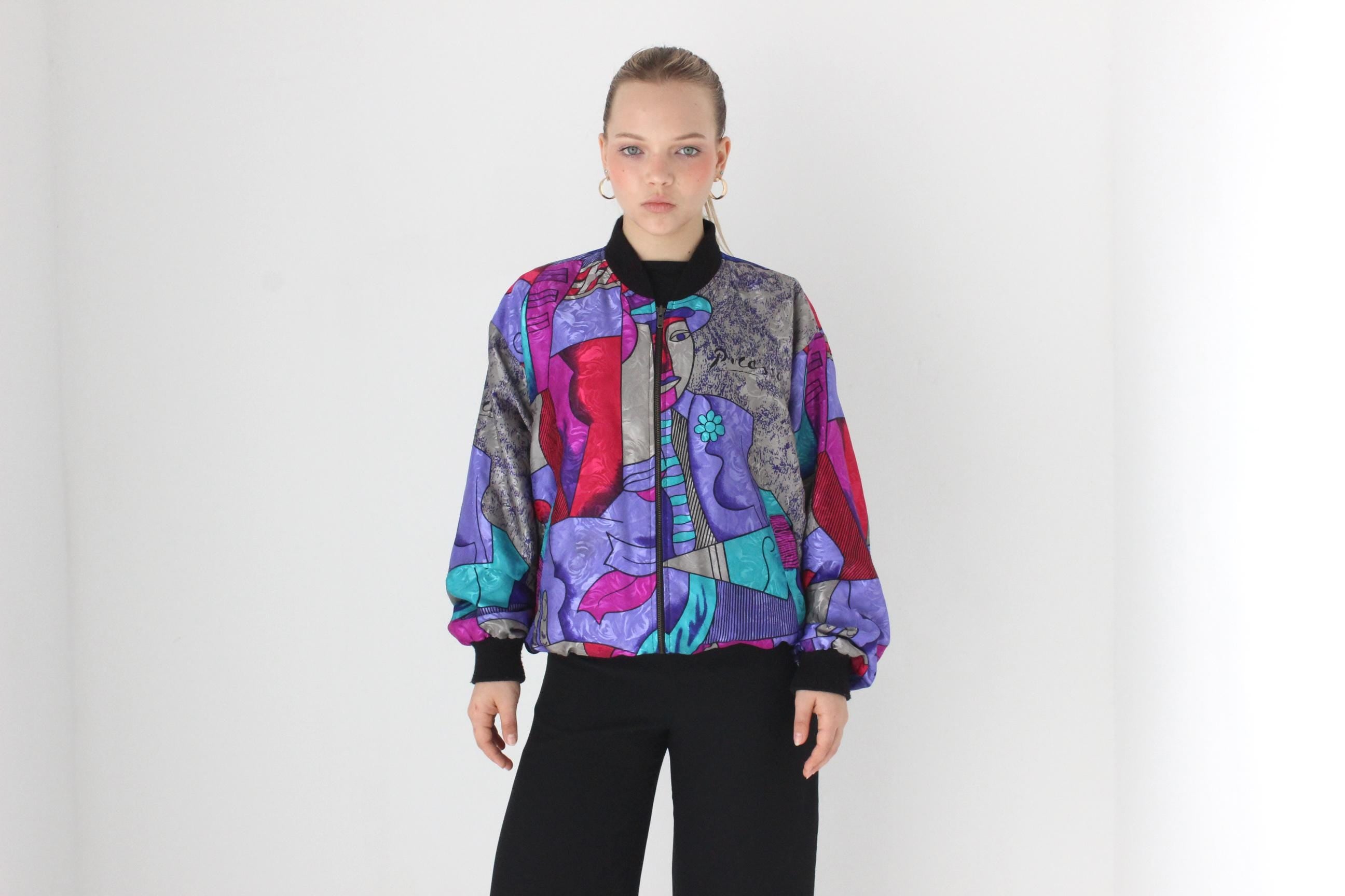 80s PICASSO Wearable Art REVERSIBLE Bomber Jacket - Unisex
