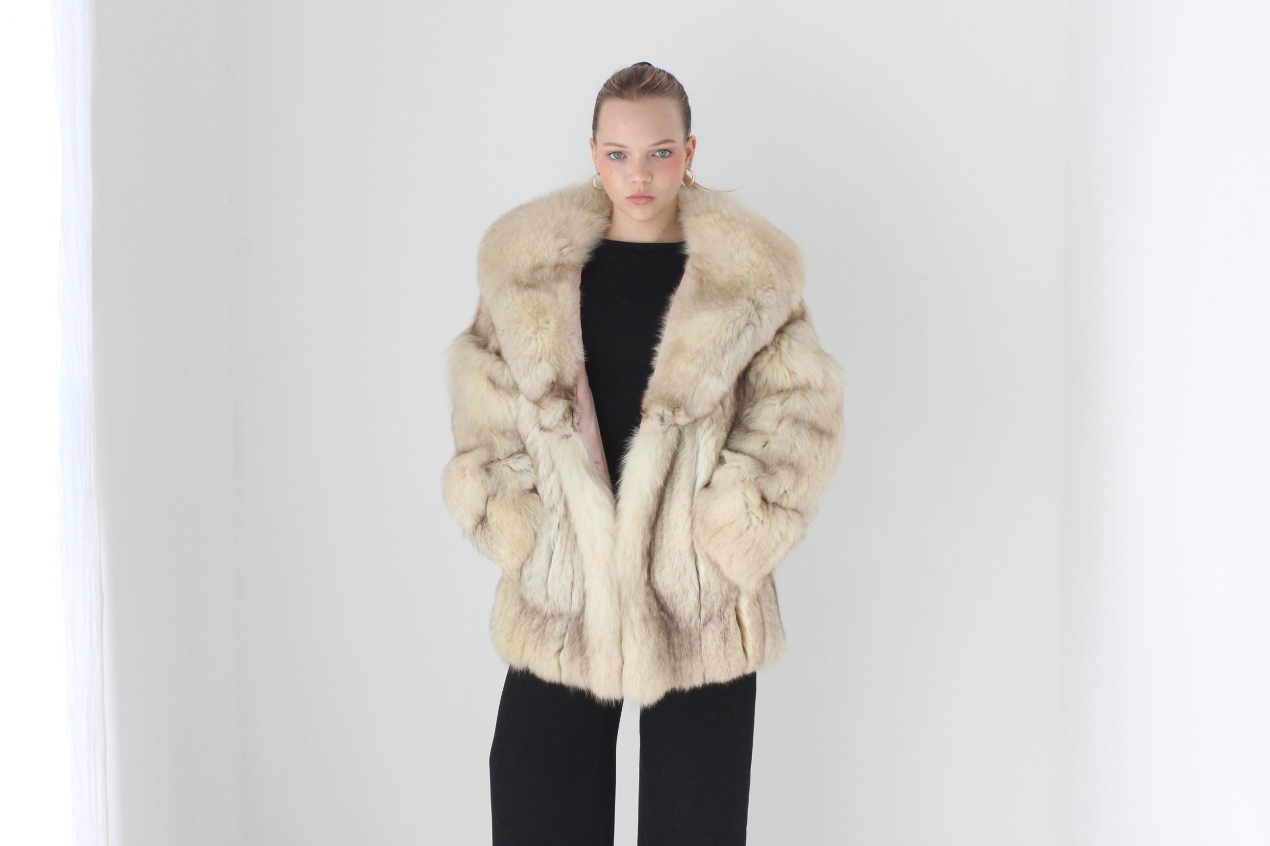 70s Arctic Fox Genuine Fur Pelt Coat