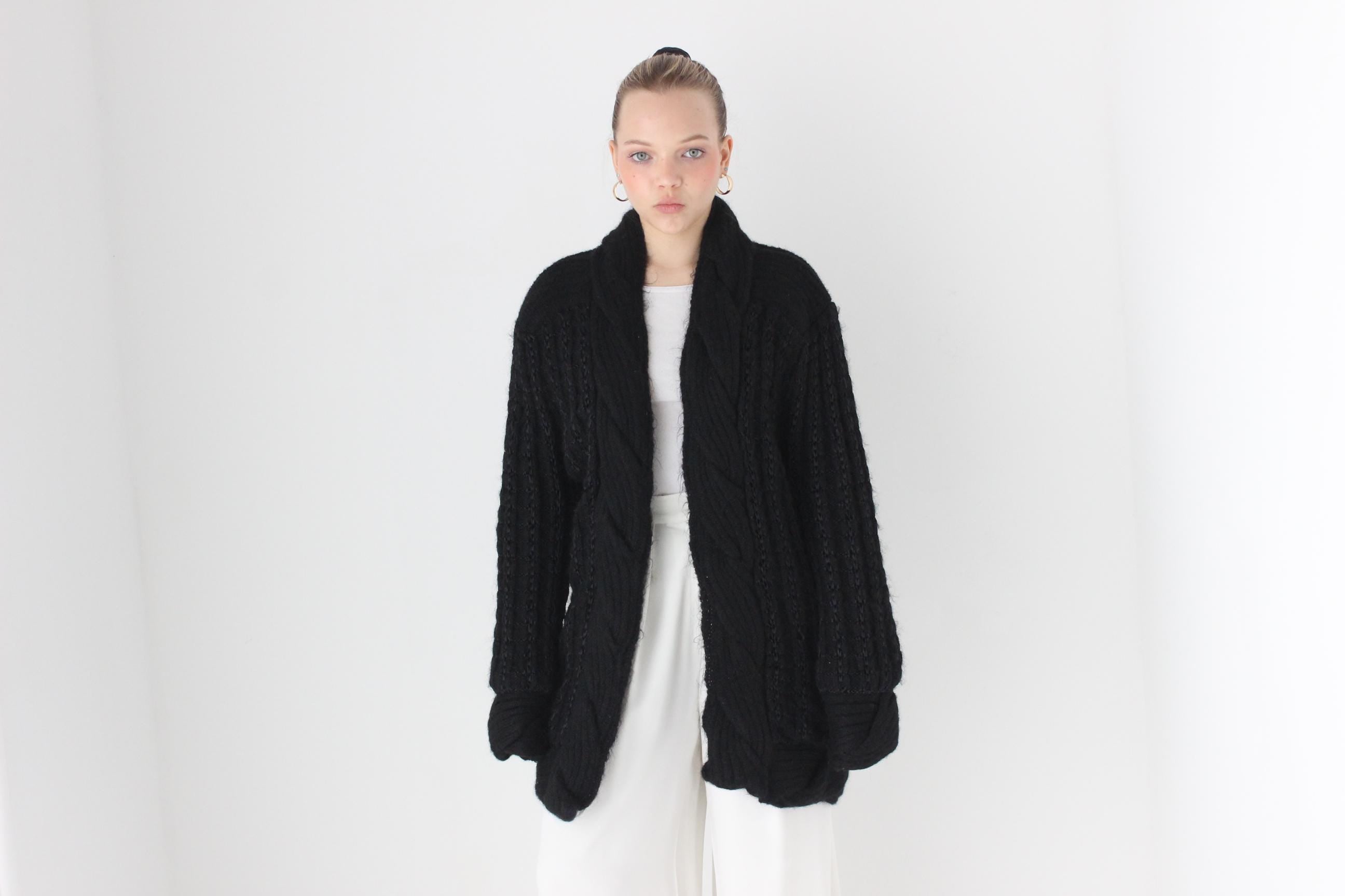 80s Wool Blend Slouchy Cocoon Cardigan