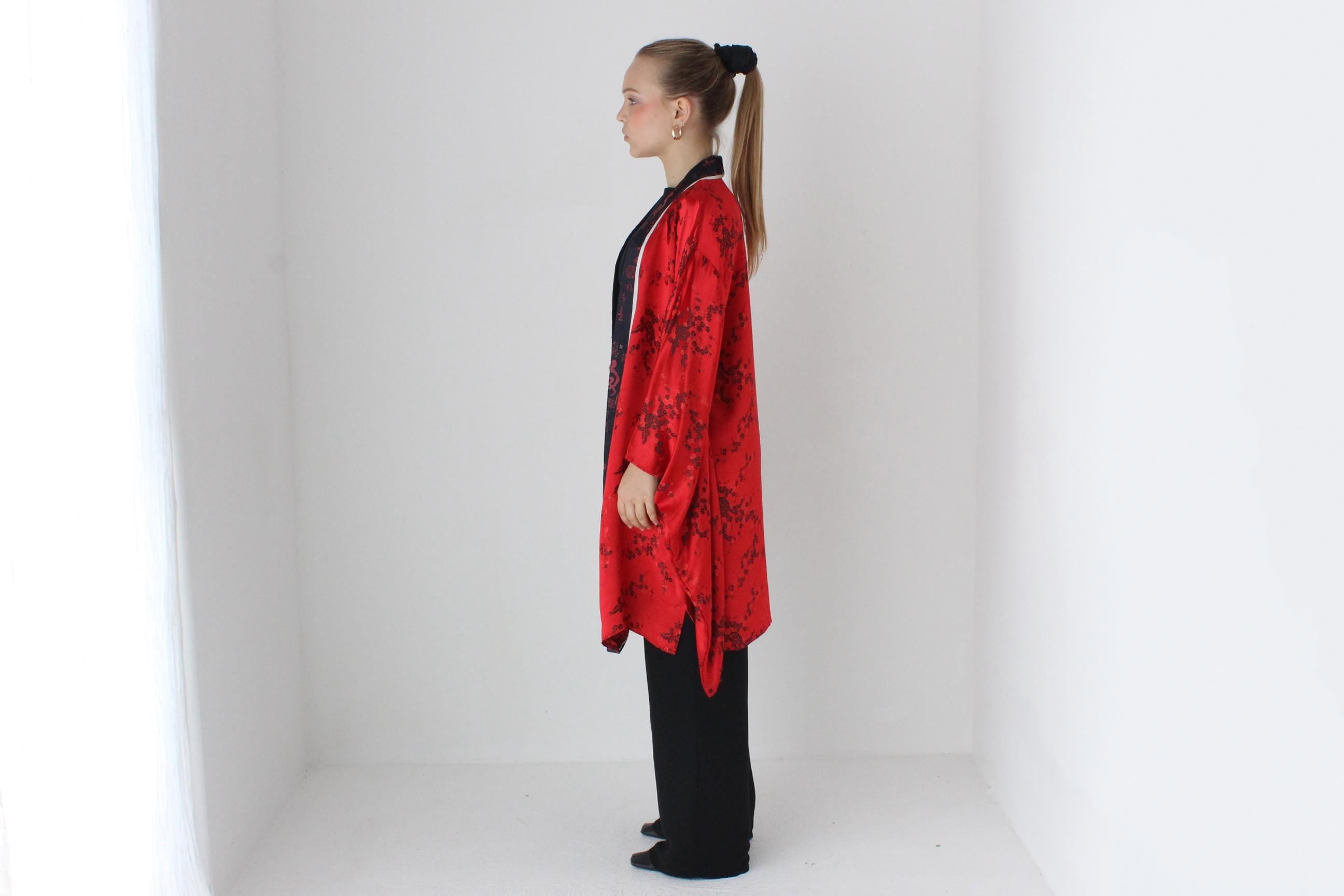 90s Pure Silk Sweeping [Weighted] Sleeve Robe