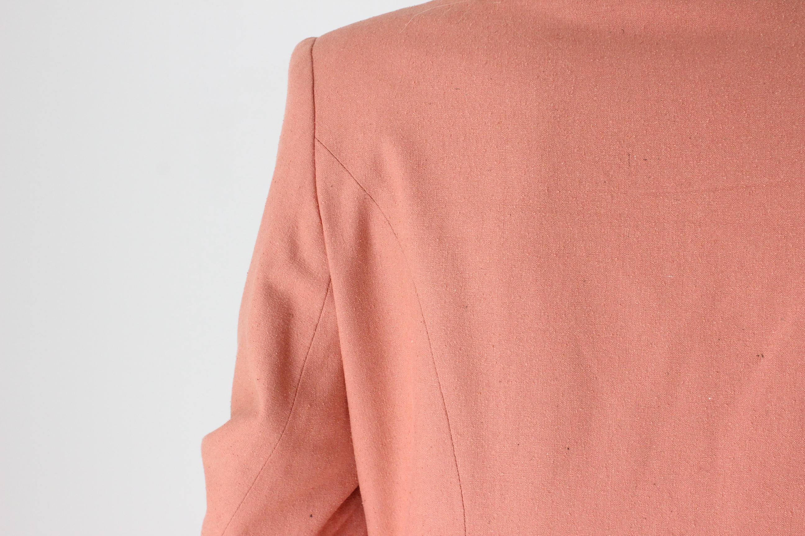 80s Woven Raw Silk Plunge Neck Blazer