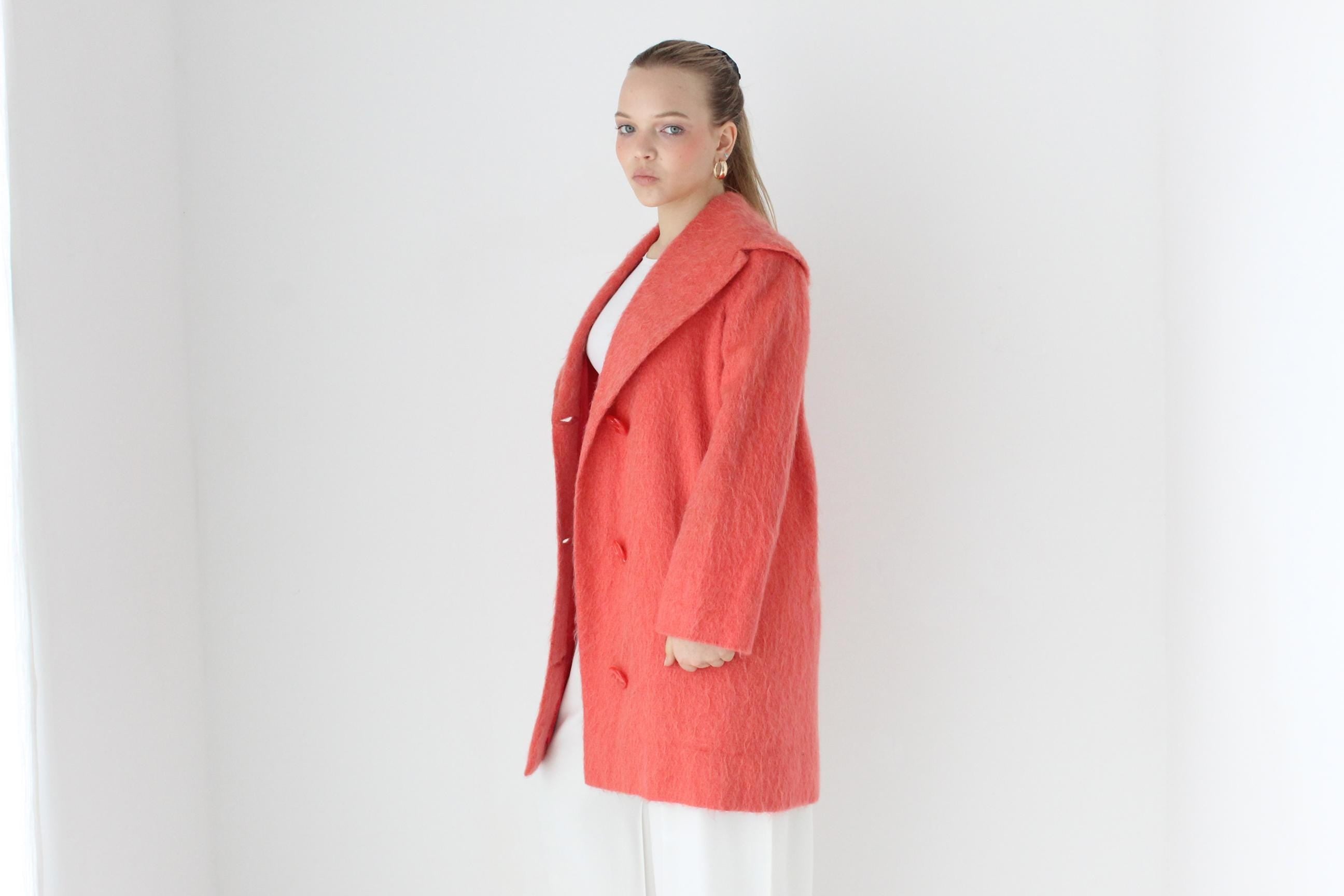 60s Handmade Mohair / Wool Blend Button Front Coat