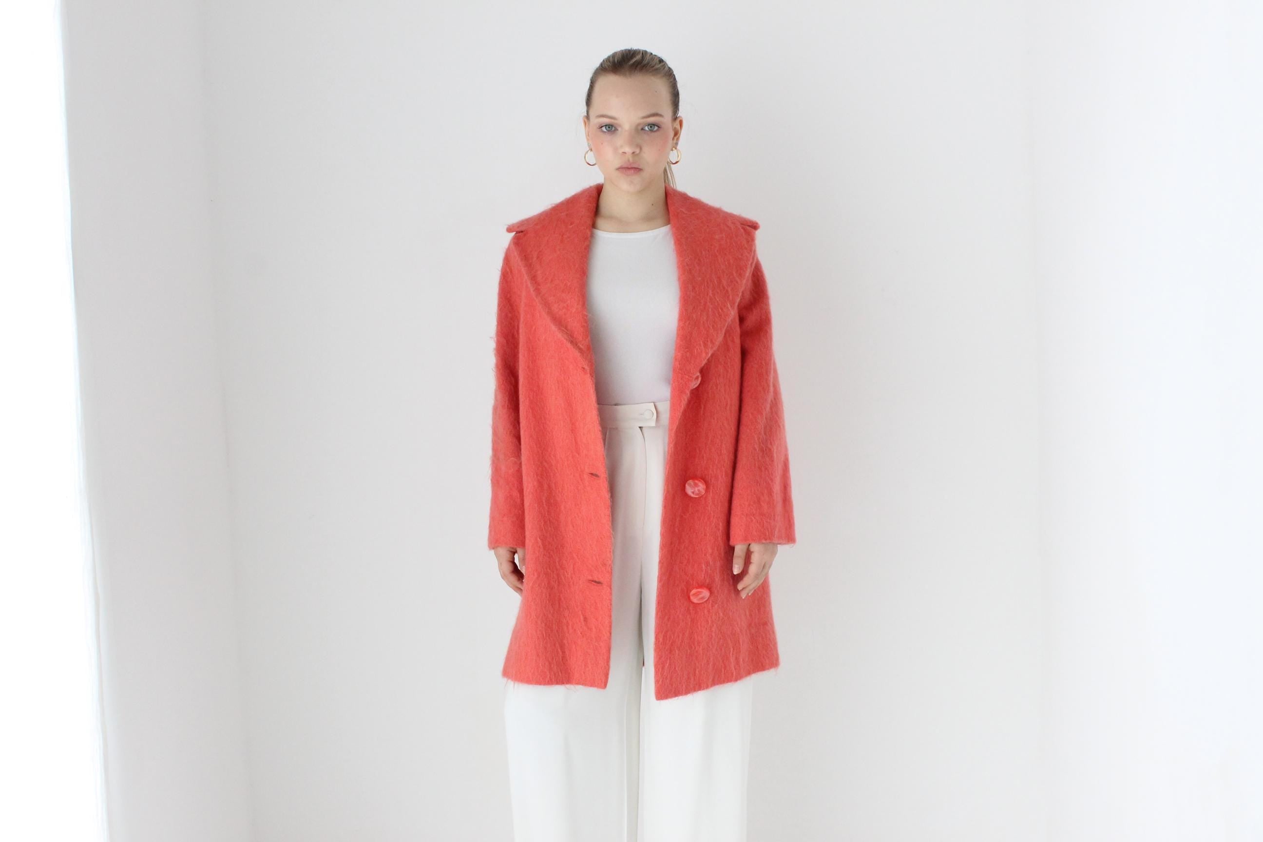 60s Handmade Mohair / Wool Blend Button Front Coat