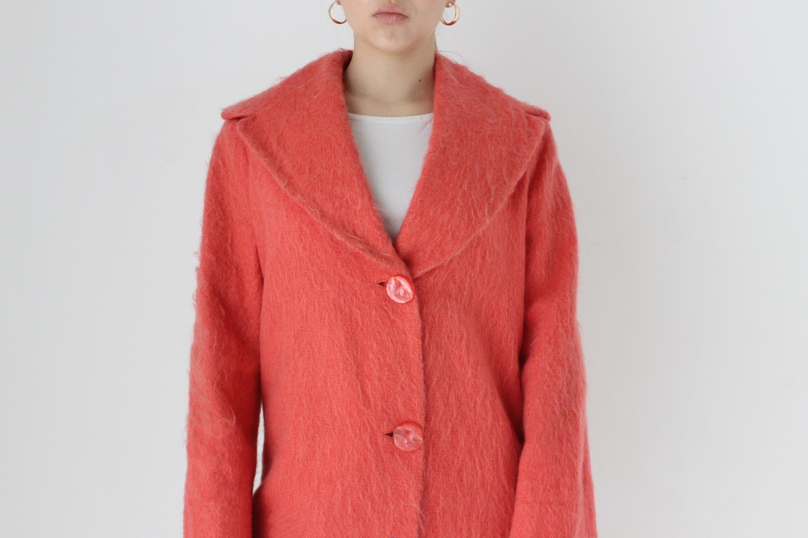 60s Handmade Mohair / Wool Blend Button Front Coat