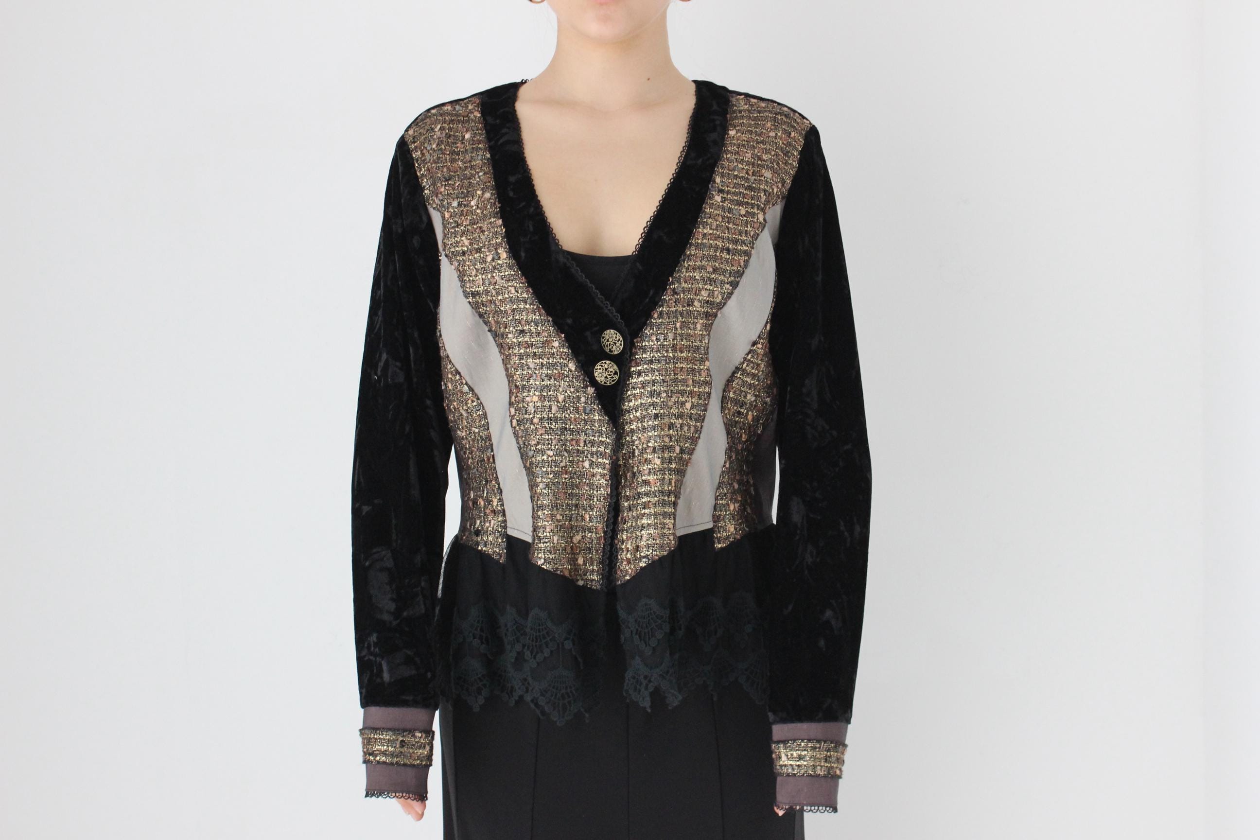 Y2K Textural Metallics, Velvet & Lace Patchwork Jacket