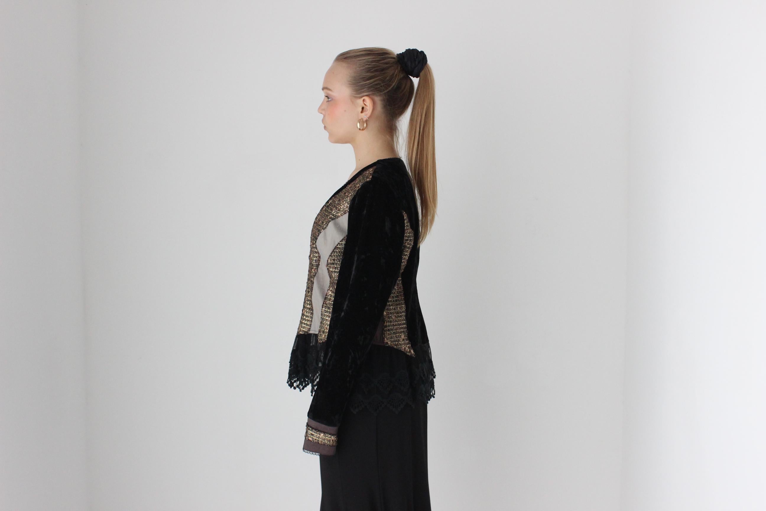 Y2K Textural Metallics, Velvet & Lace Patchwork Jacket