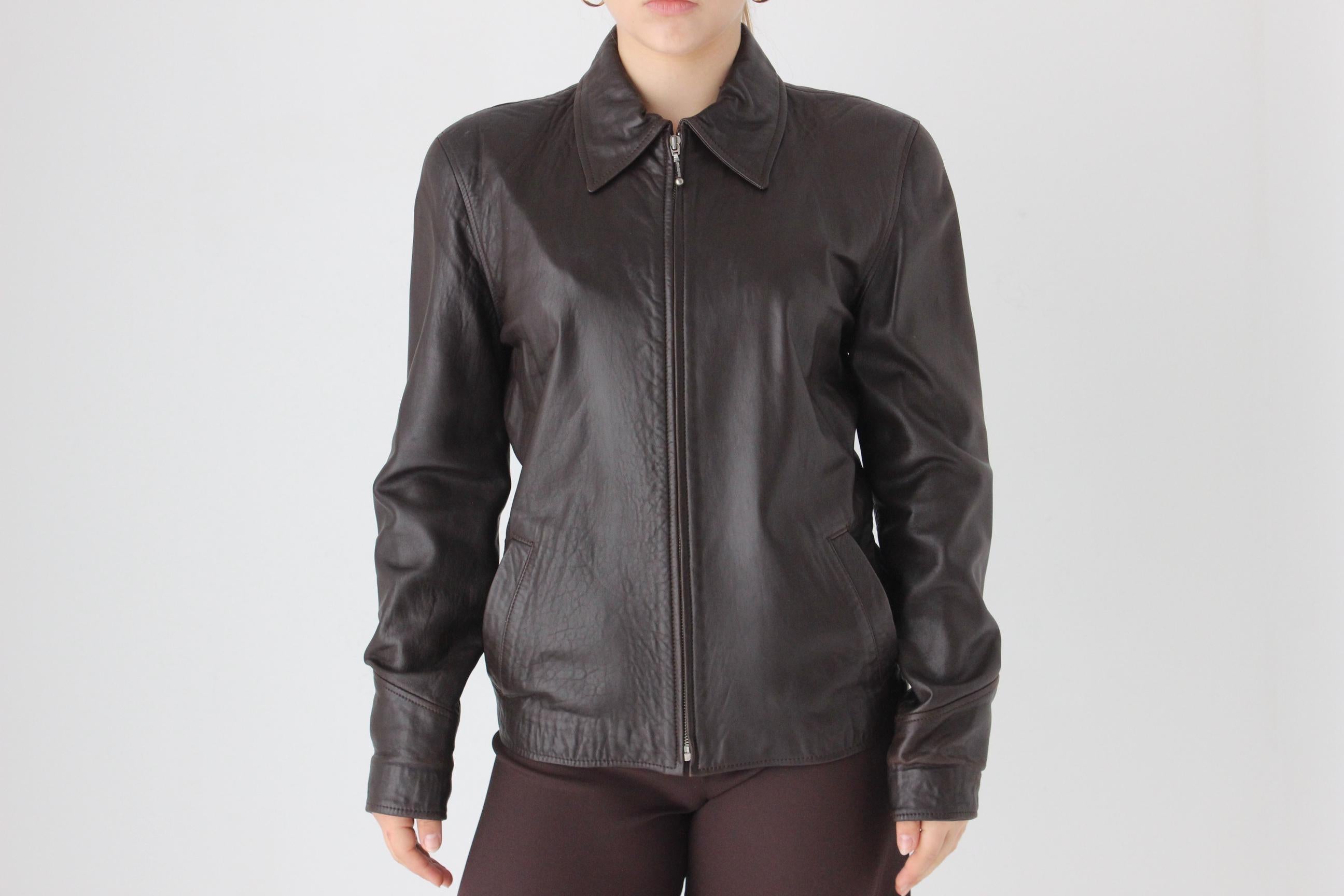 90s LISA HO Softest Lambskin Leather Chocolate Zip Front Jacket